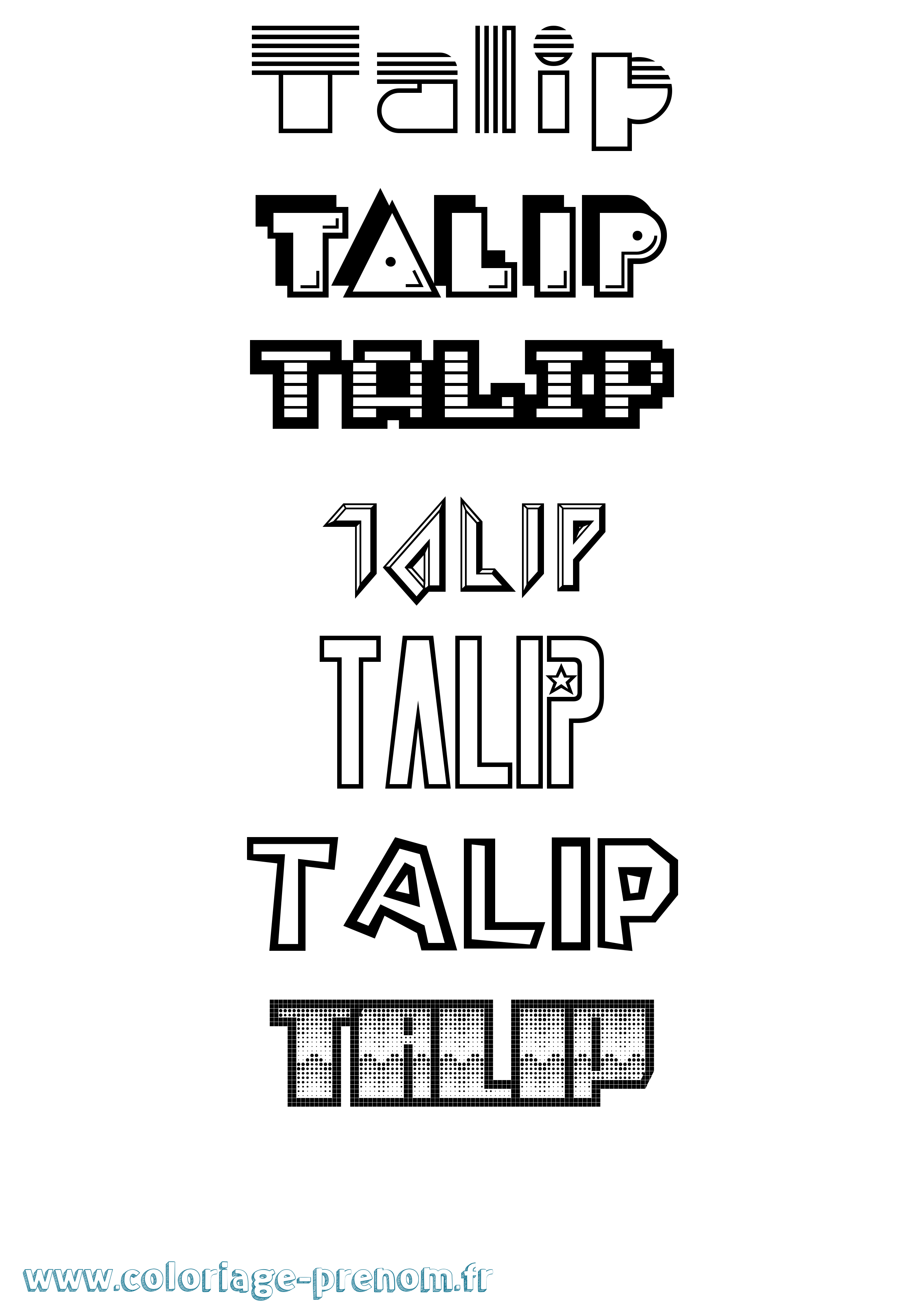 Coloriage Talip Jeux Vidéos Coloriage prénom Talip Jeux Vidéos