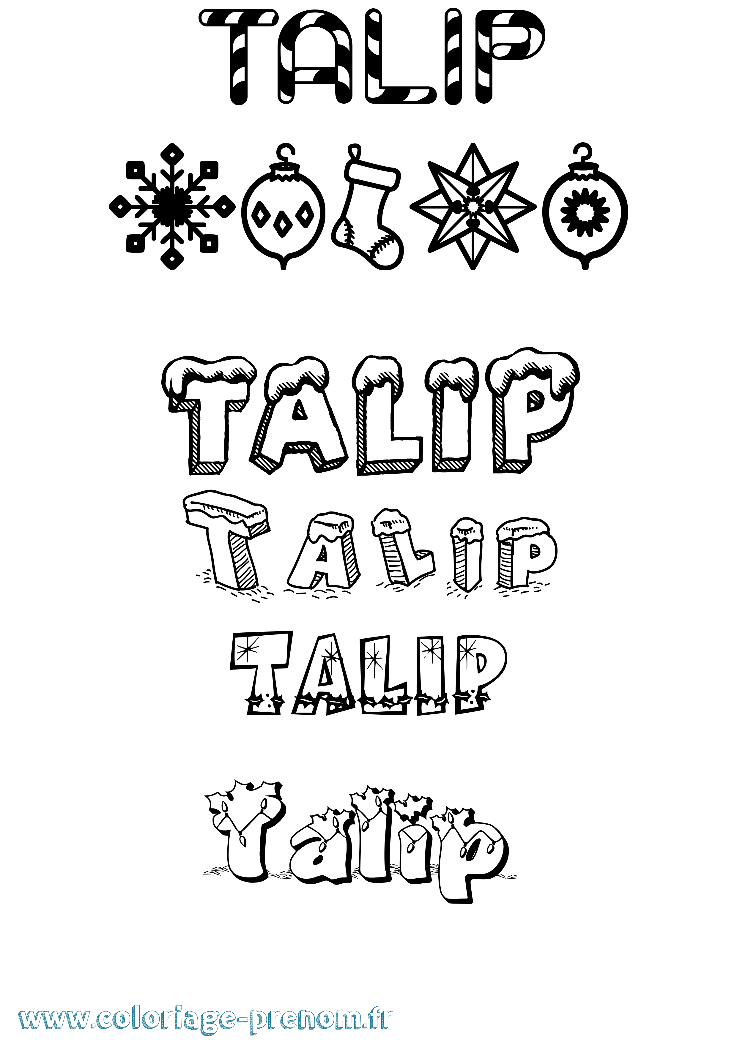 Coloriage Talip Noël Coloriage prénom Talip Noël