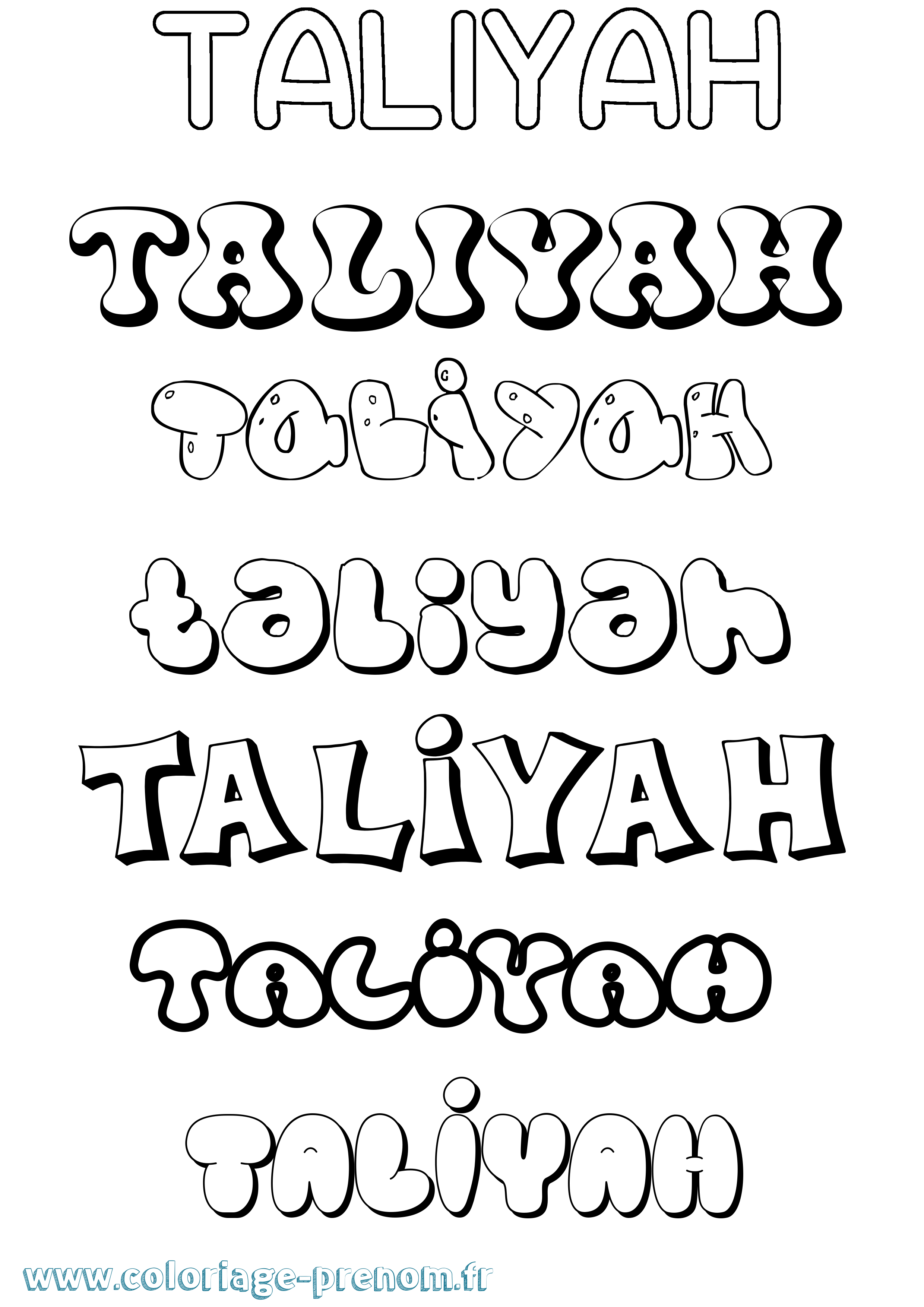 Coloriage Taliyah Bubble Coloriage prénom Taliyah Bubble