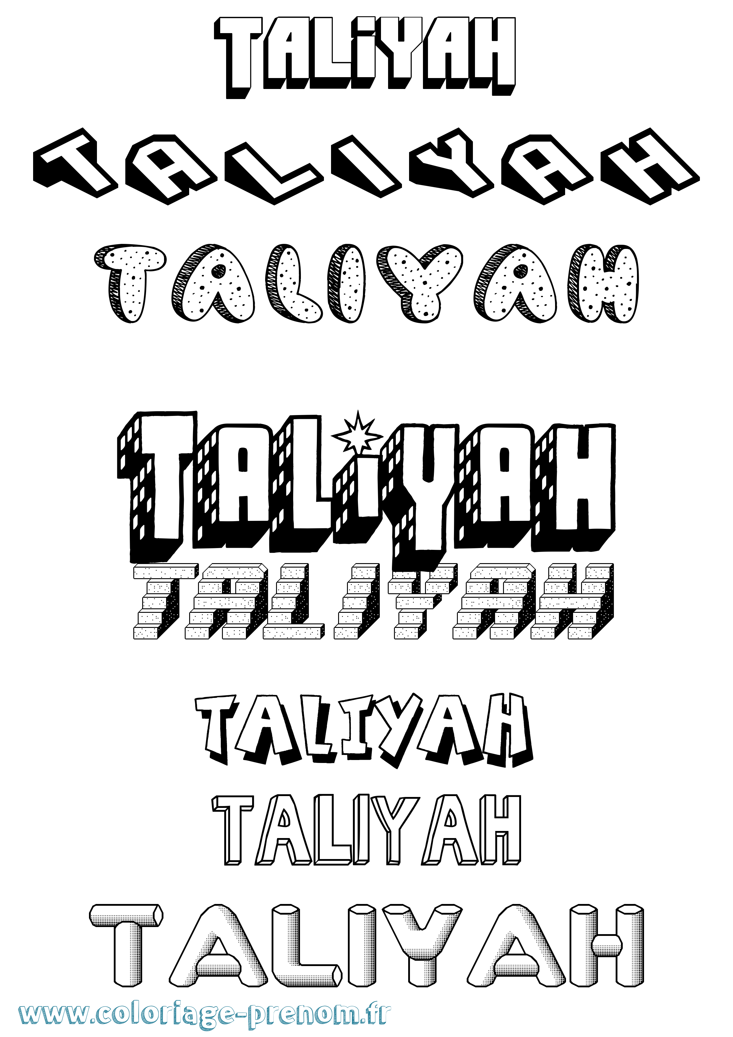 Coloriage Taliyah Effet 3D Coloriage prénom Taliyah Effet 3D
