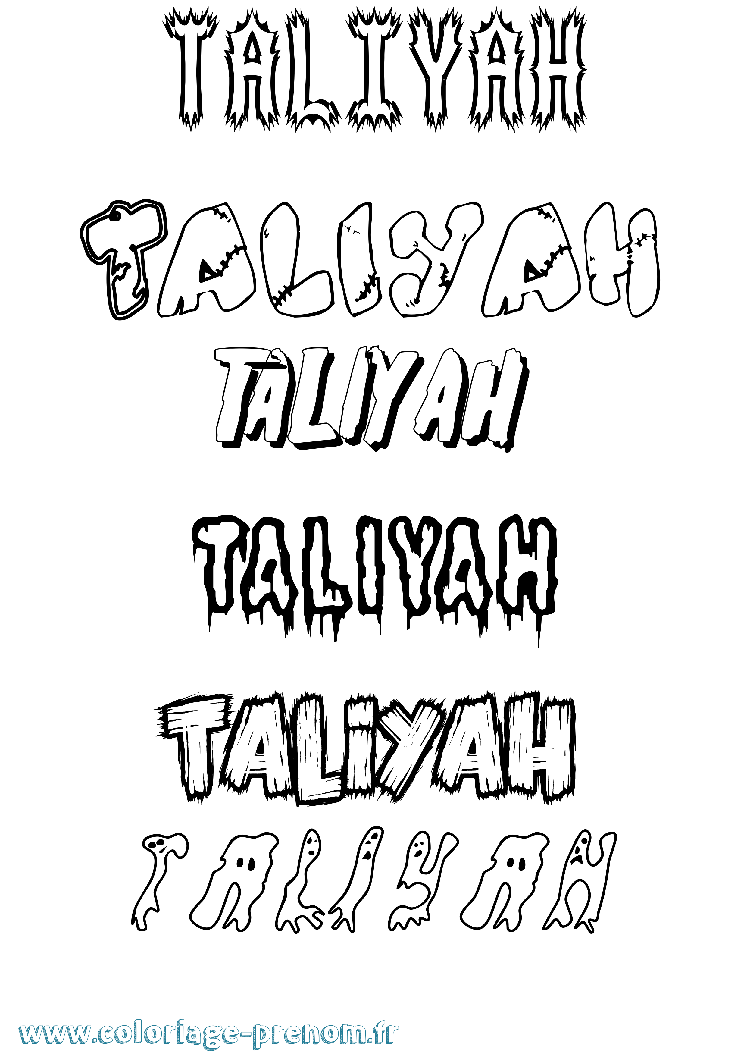 Coloriage Taliyah Frisson Coloriage prénom Taliyah Frisson