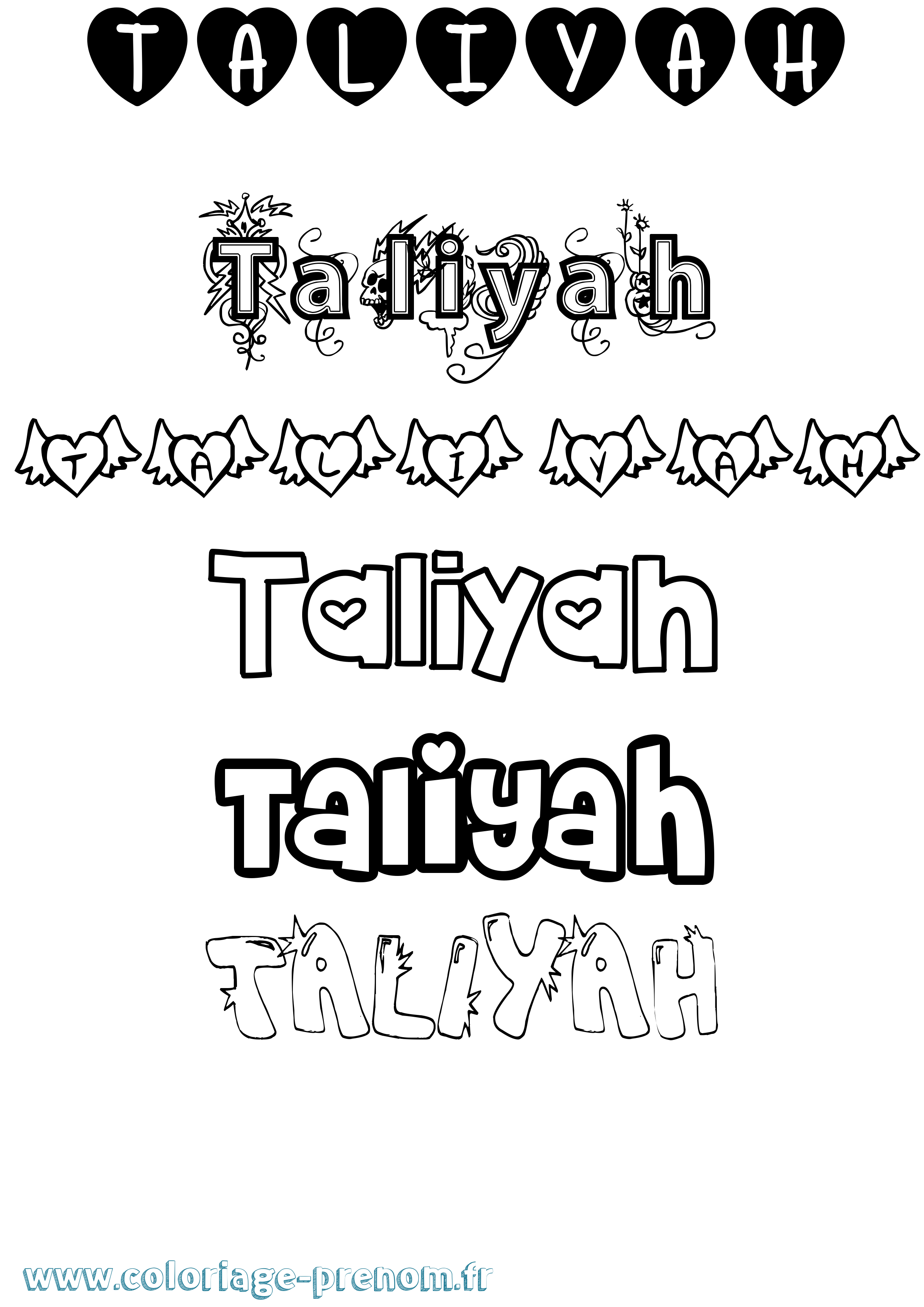 Coloriage Taliyah Girly Coloriage prénom Taliyah Girly