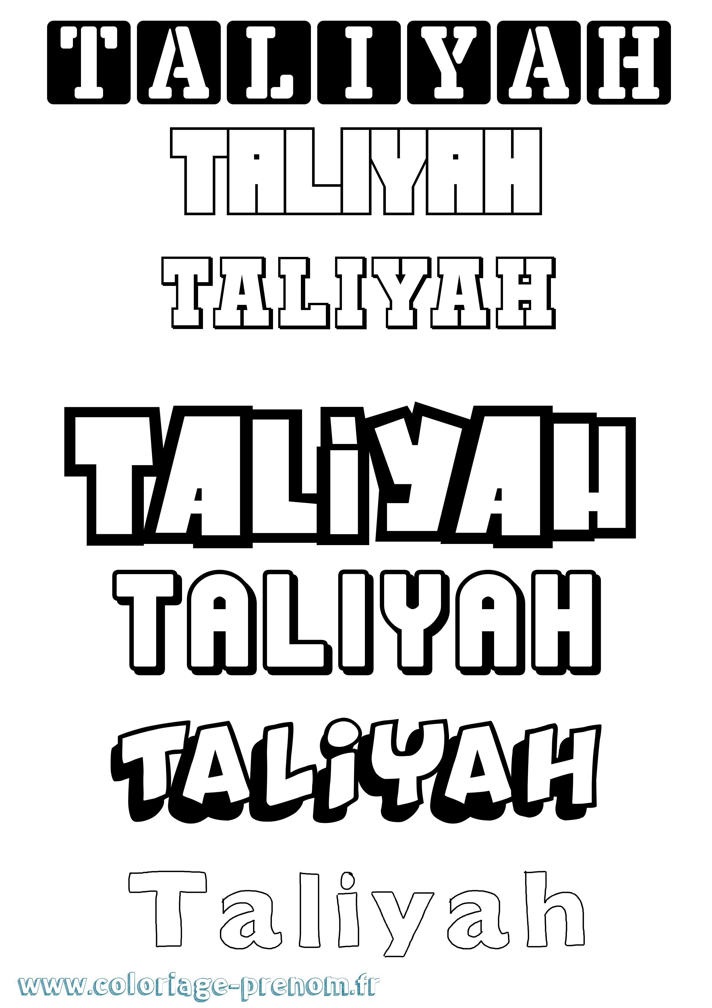Coloriage Taliyah Simple Coloriage prénom Taliyah Simple