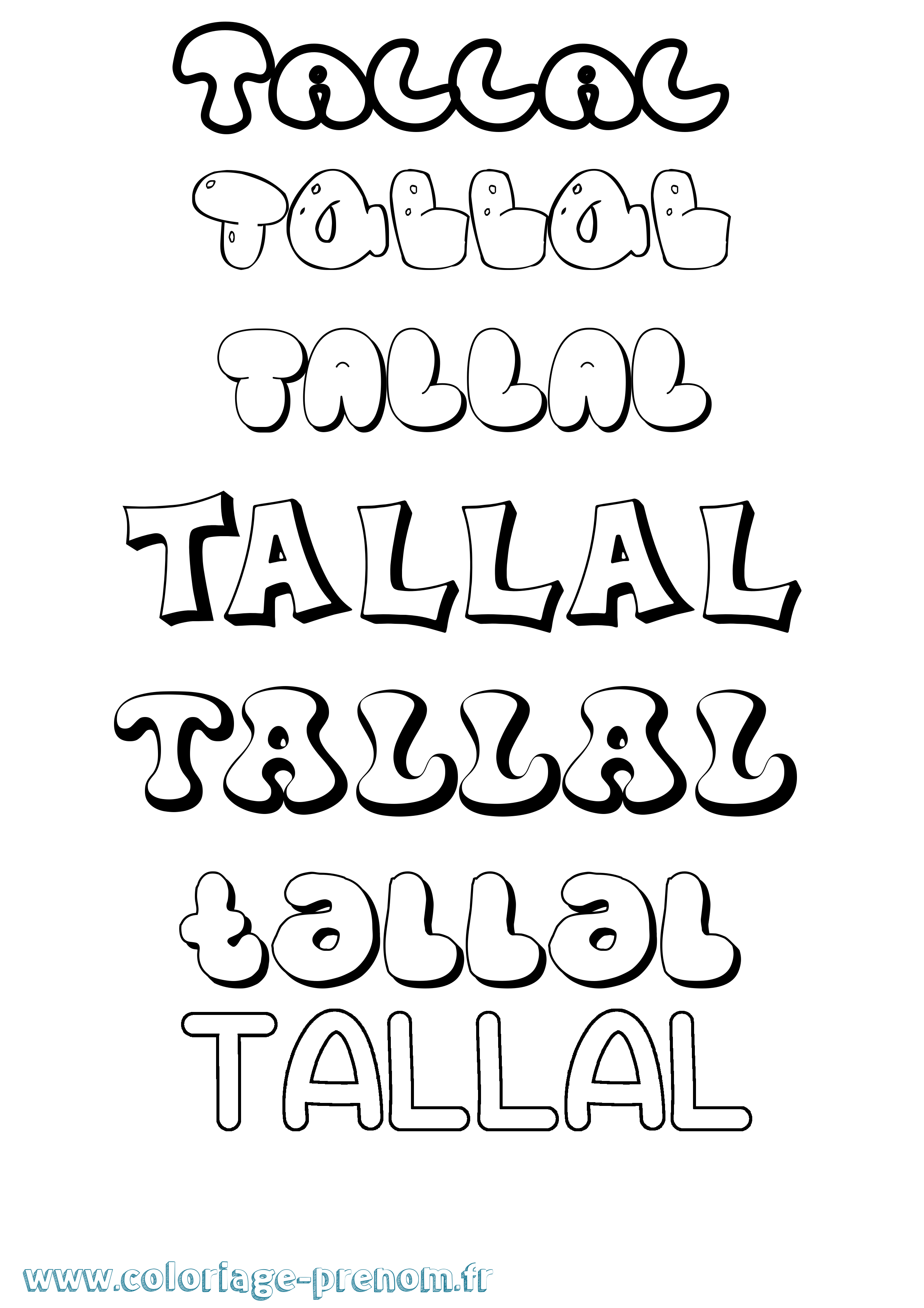 Coloriage Tallal Bubble Coloriage prénom Tallal Bubble