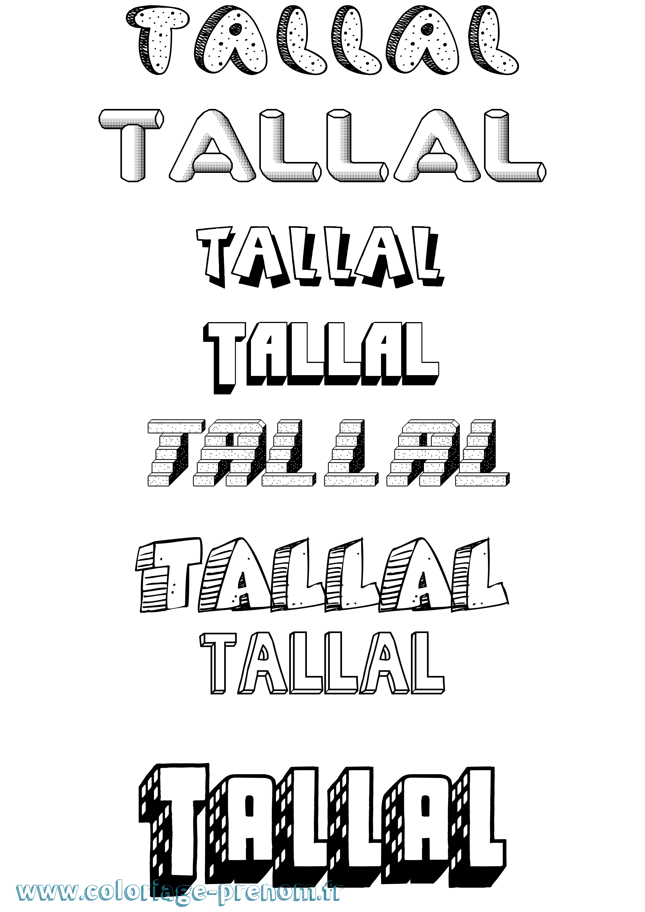 Coloriage Tallal Effet 3D Coloriage prénom Tallal Effet 3D
