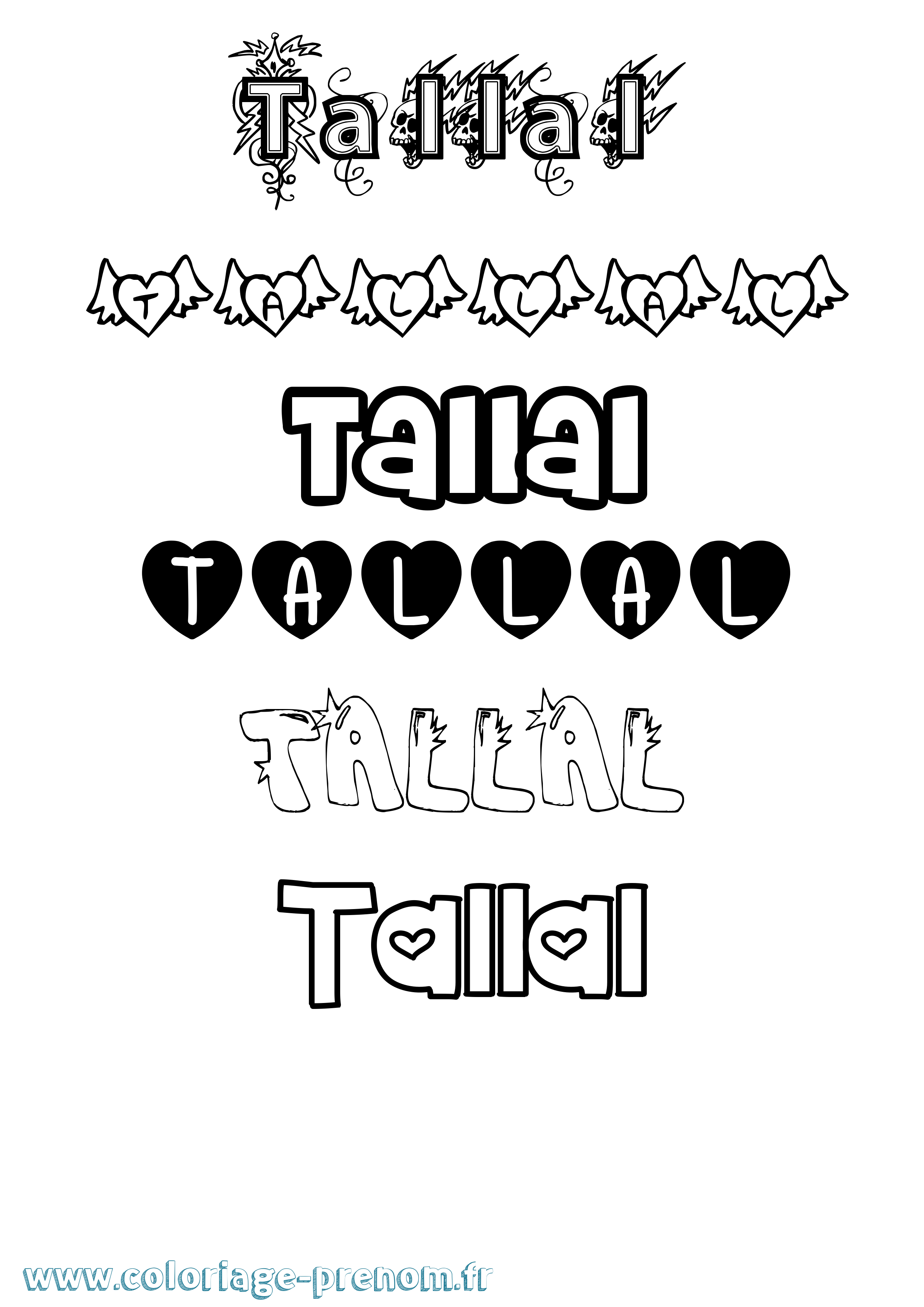 Coloriage Tallal Girly Coloriage prénom Tallal Girly