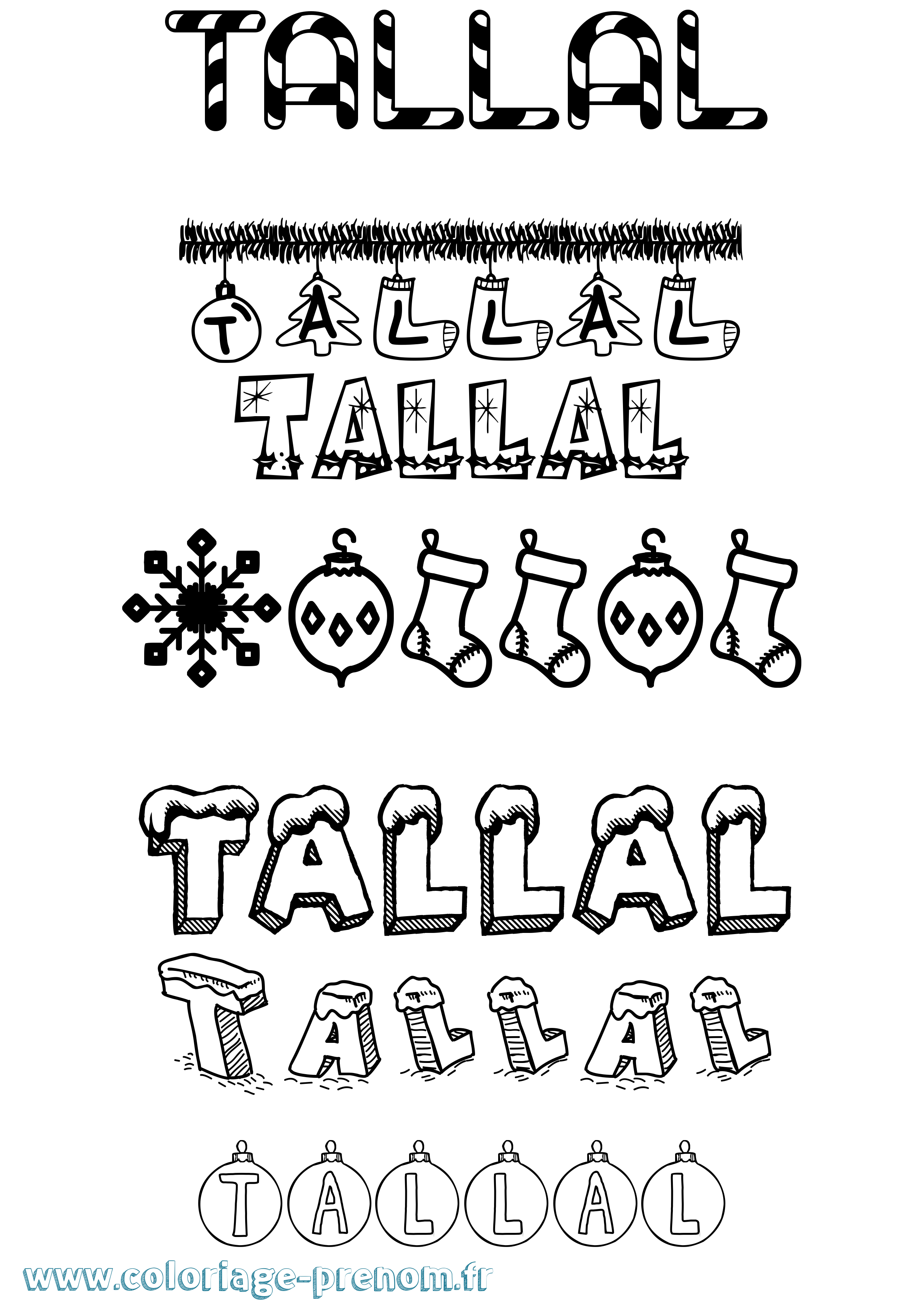 Coloriage Tallal Noël Coloriage prénom Tallal Noël