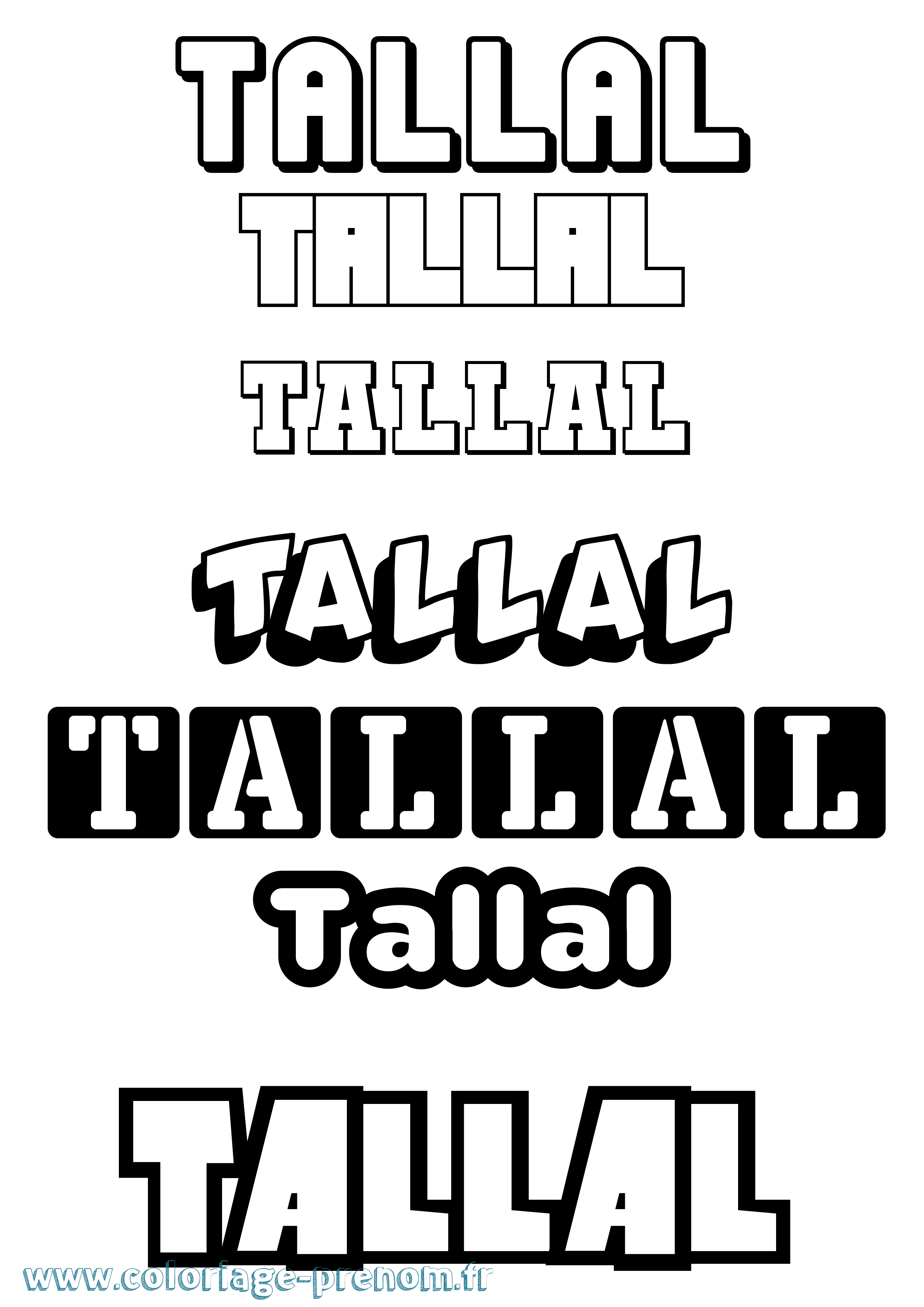 Coloriage Tallal Simple Coloriage prénom Tallal Simple