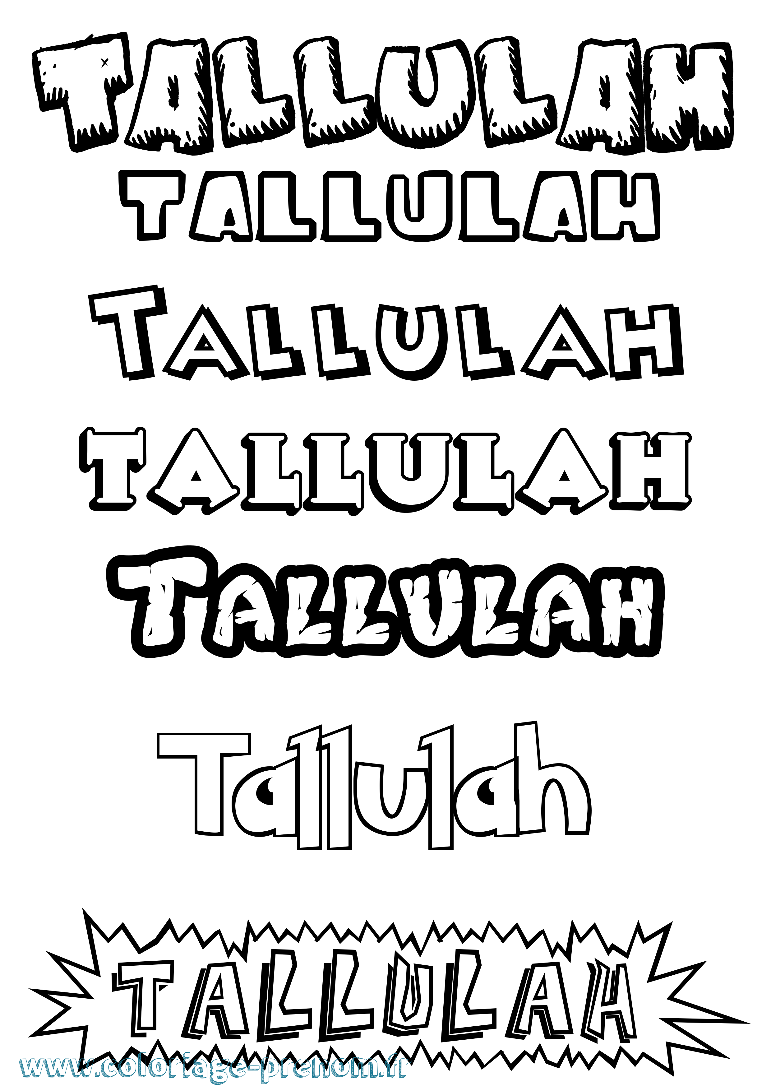 Coloriage prénom Tallulah Dessin Animé