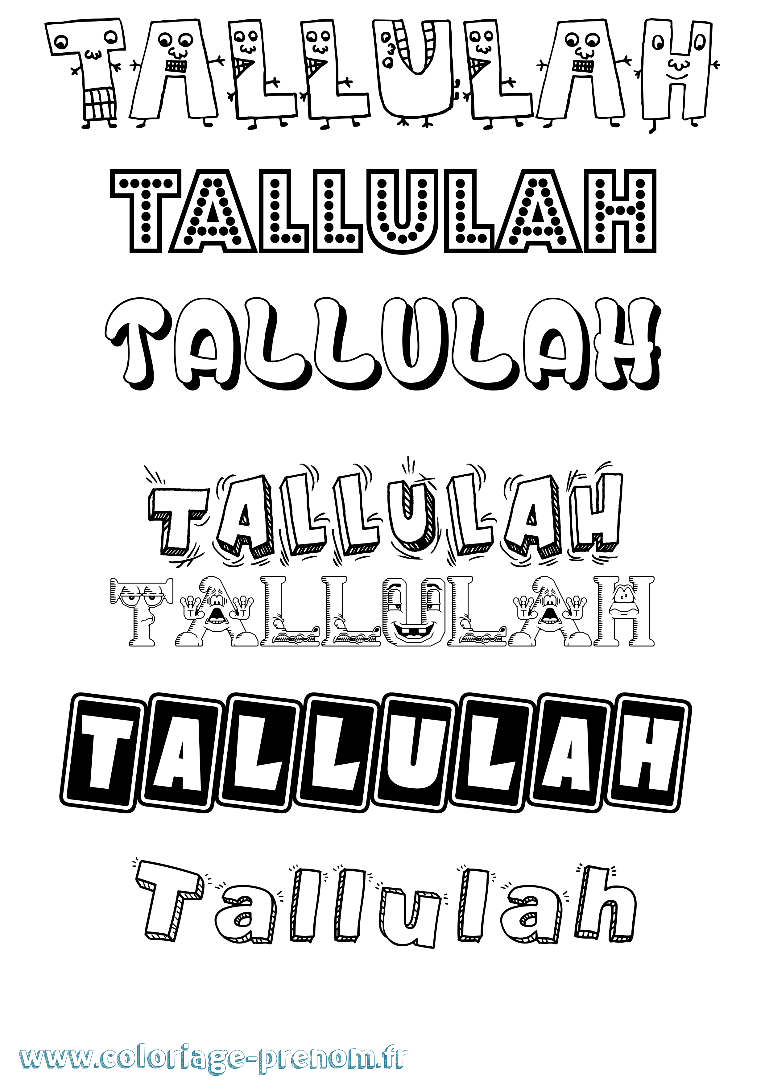 Coloriage prénom Tallulah Fun