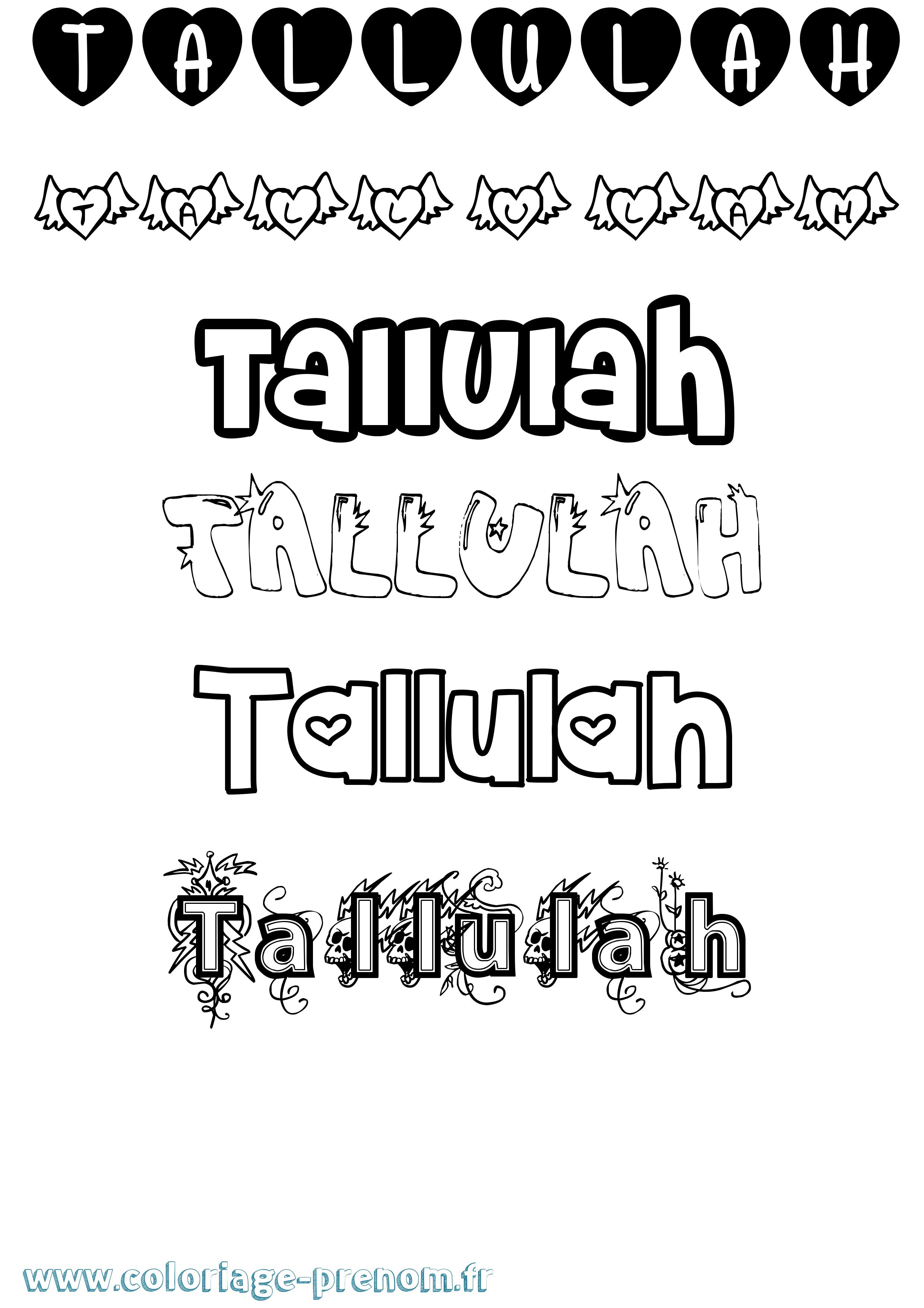 Coloriage prénom Tallulah Girly
