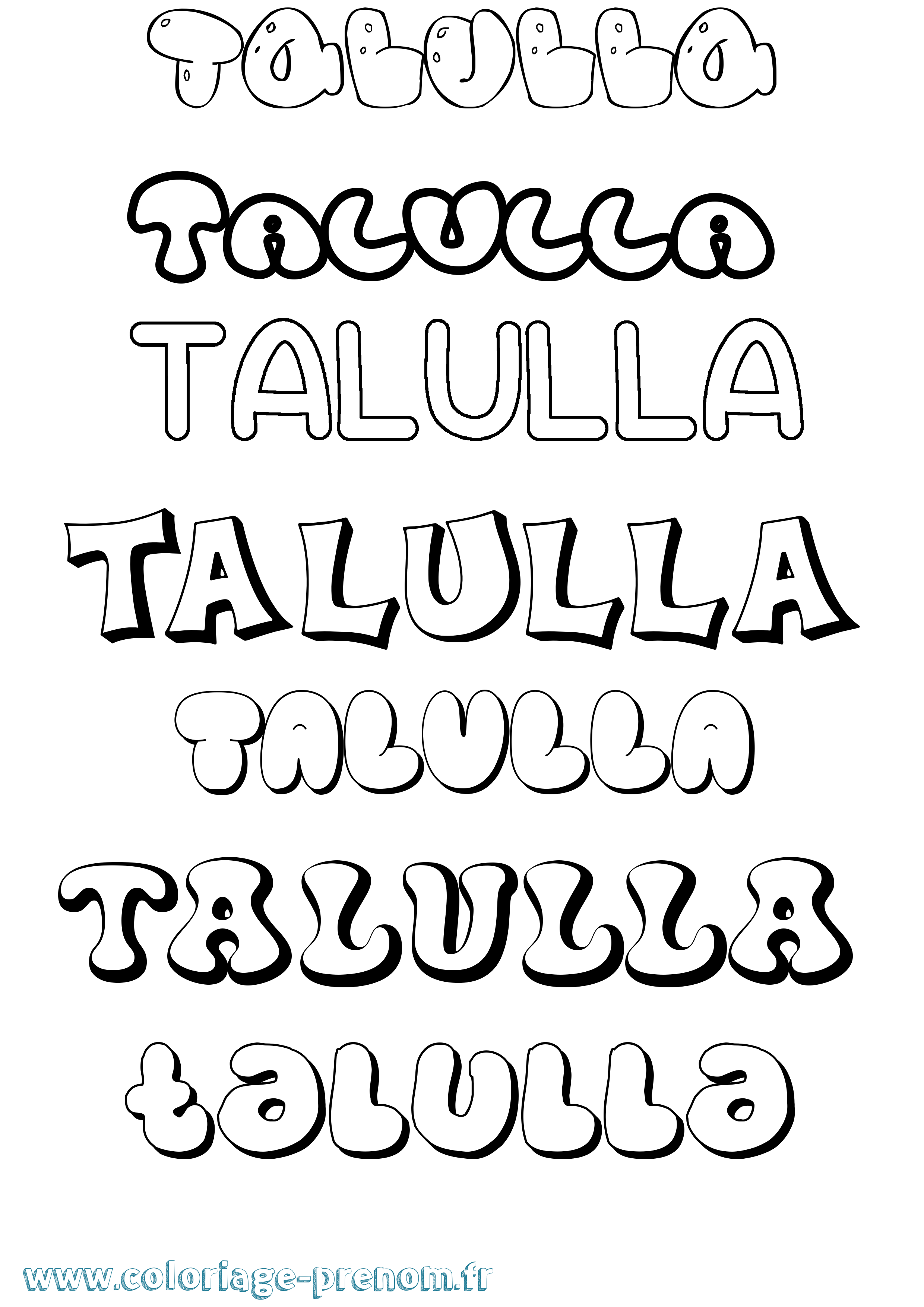Coloriage Talulla Bubble Coloriage prénom Talulla Bubble