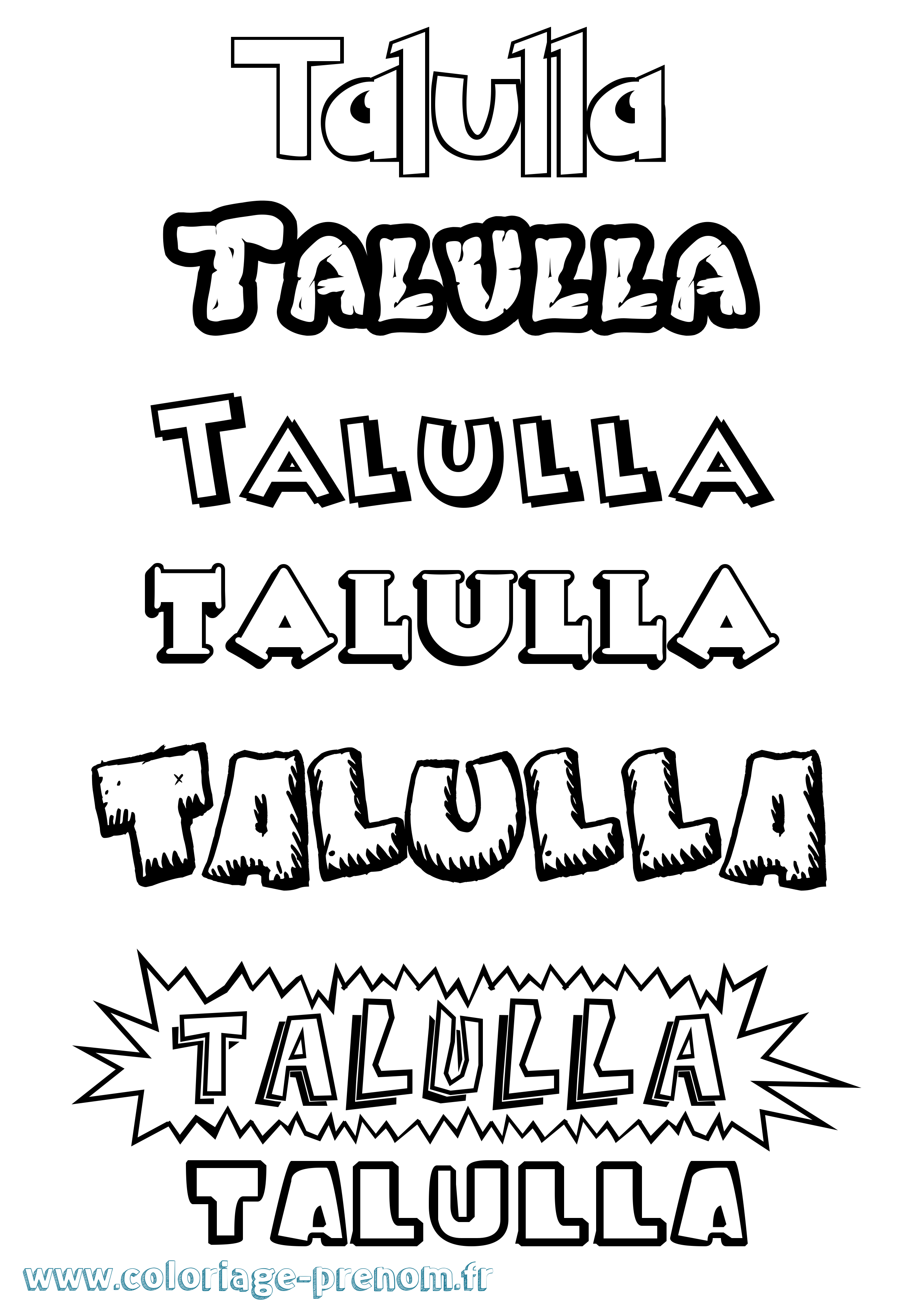 Coloriage Talulla Dessin Animé Coloriage prénom Talulla Dessin Animé