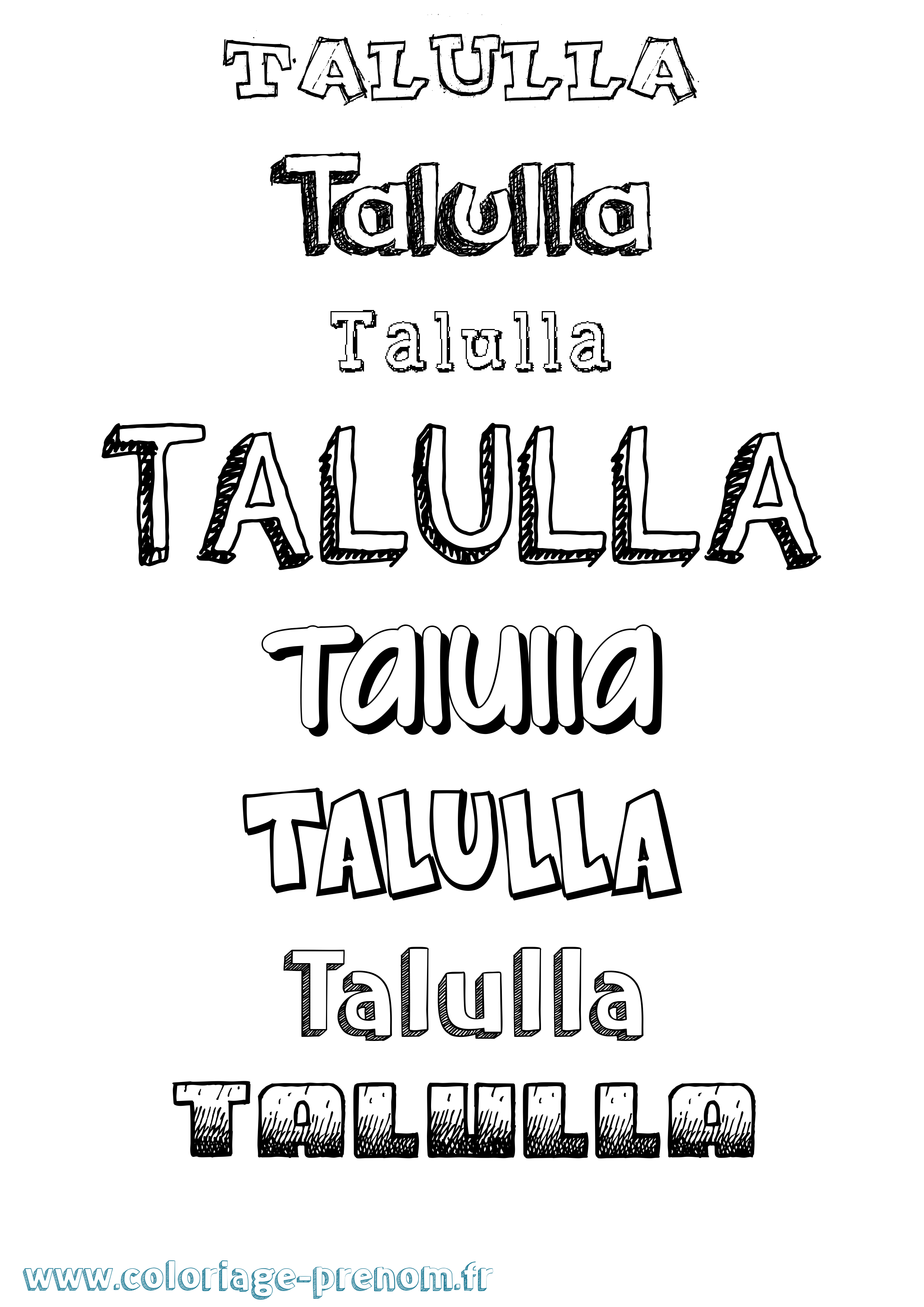 Coloriage Talulla Dessiné Coloriage prénom Talulla Dessiné