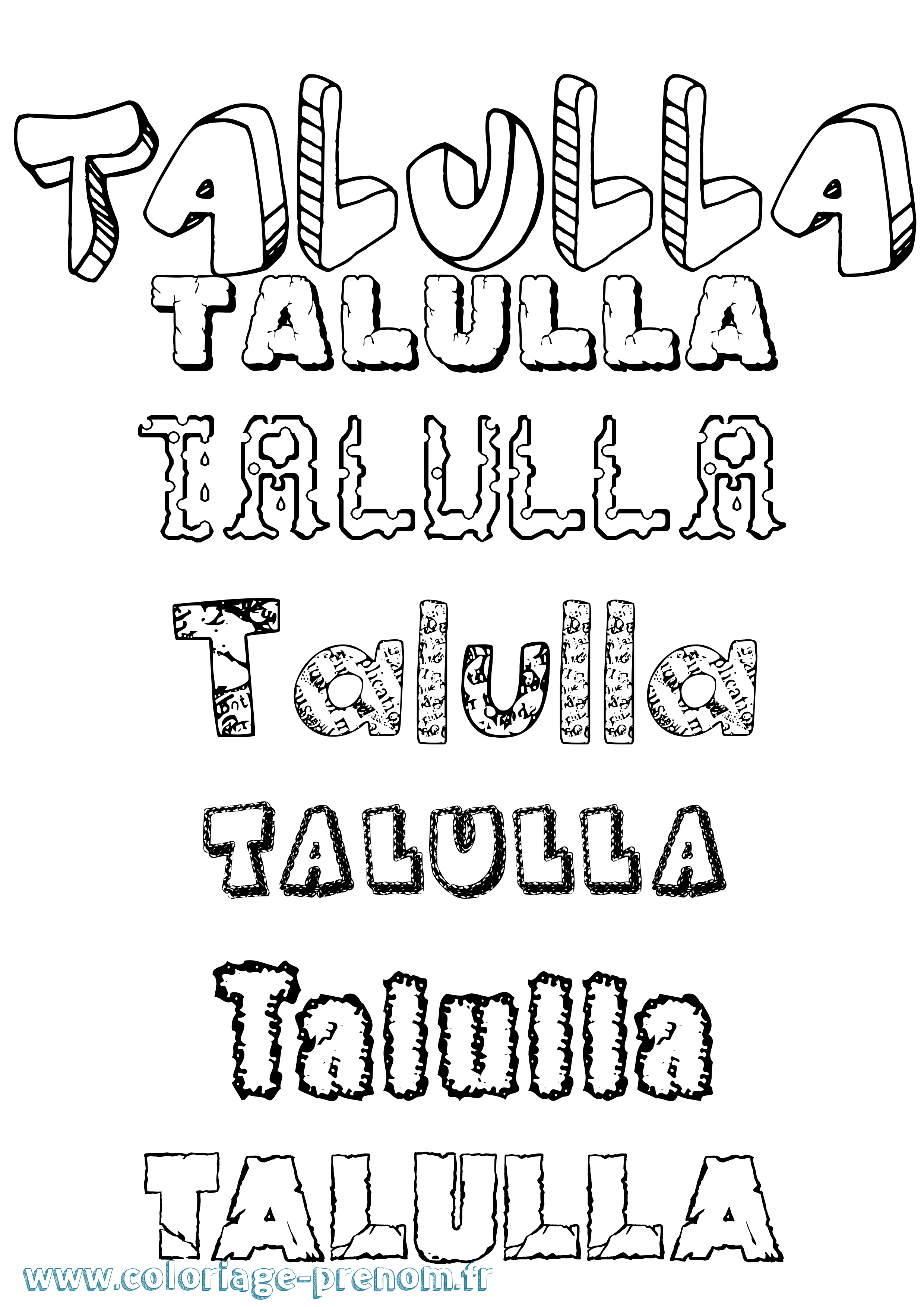 Coloriage Talulla Destructuré Coloriage prénom Talulla Destructuré