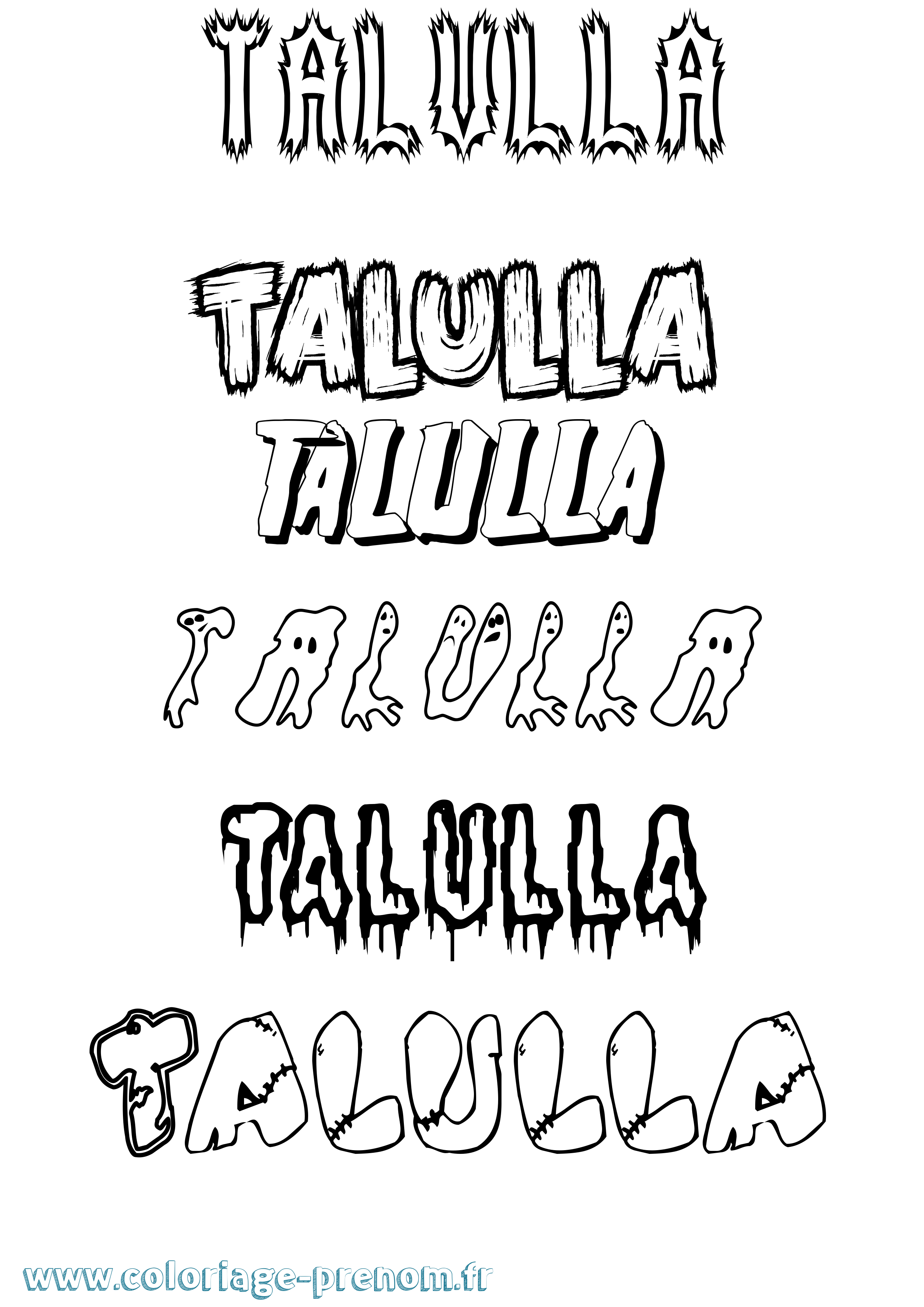Coloriage Talulla Frisson Coloriage prénom Talulla Frisson