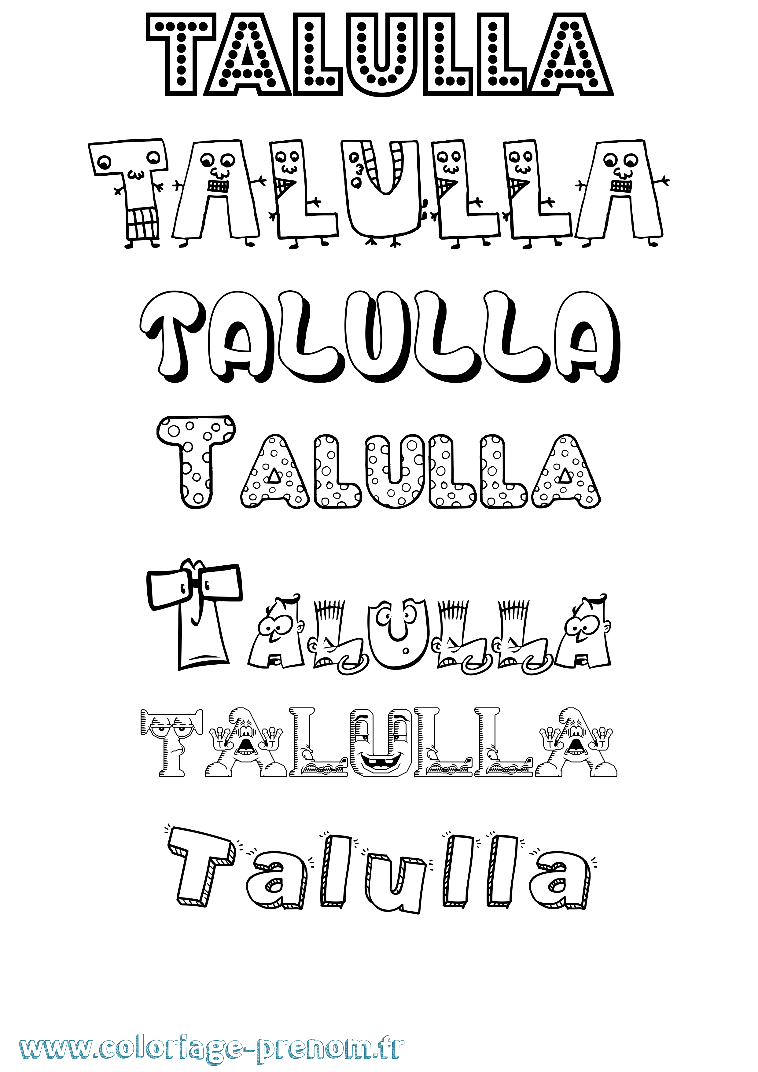 Coloriage prénom Talulla Fun