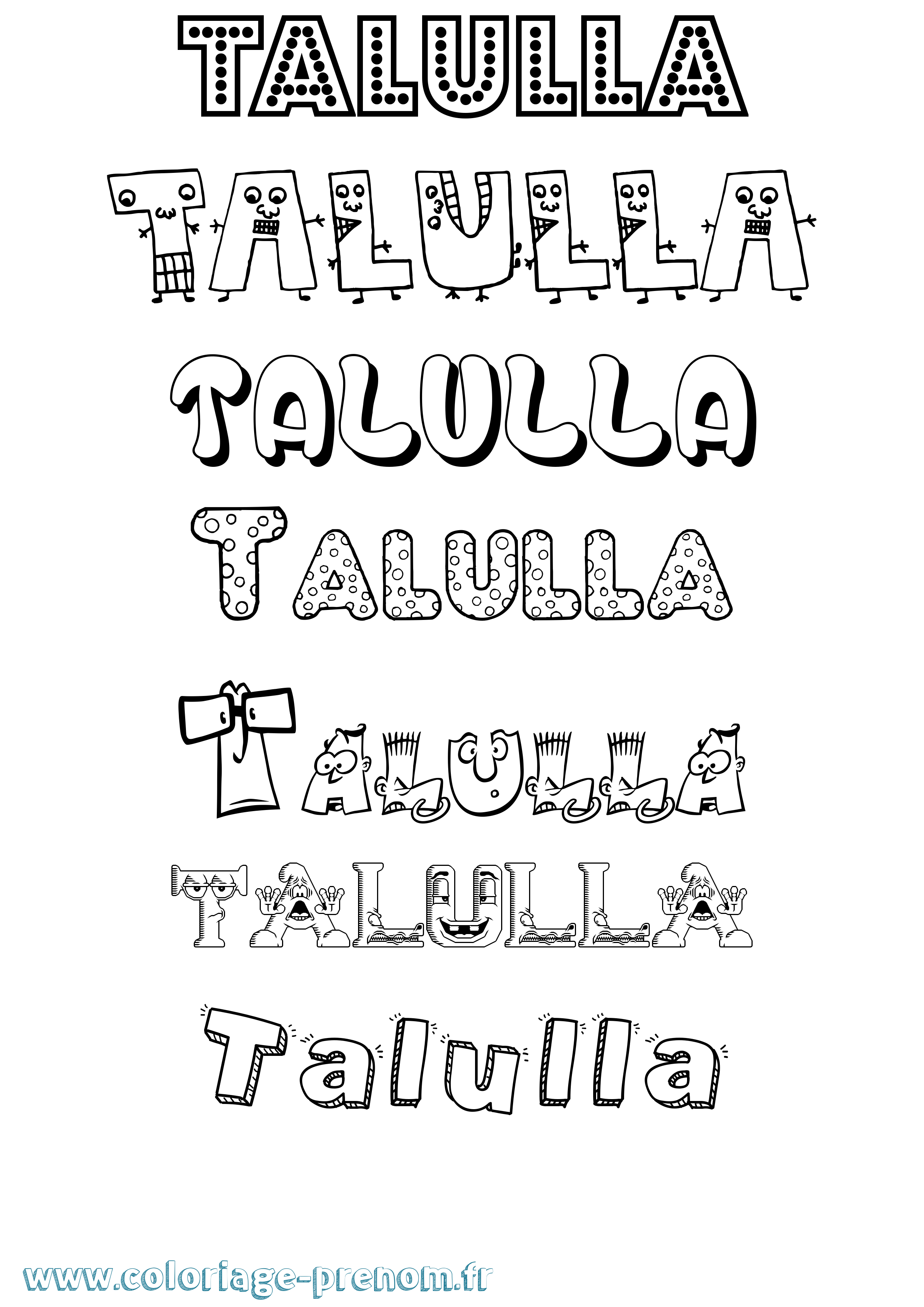 Coloriage Talulla Fun Coloriage prénom Talulla Fun