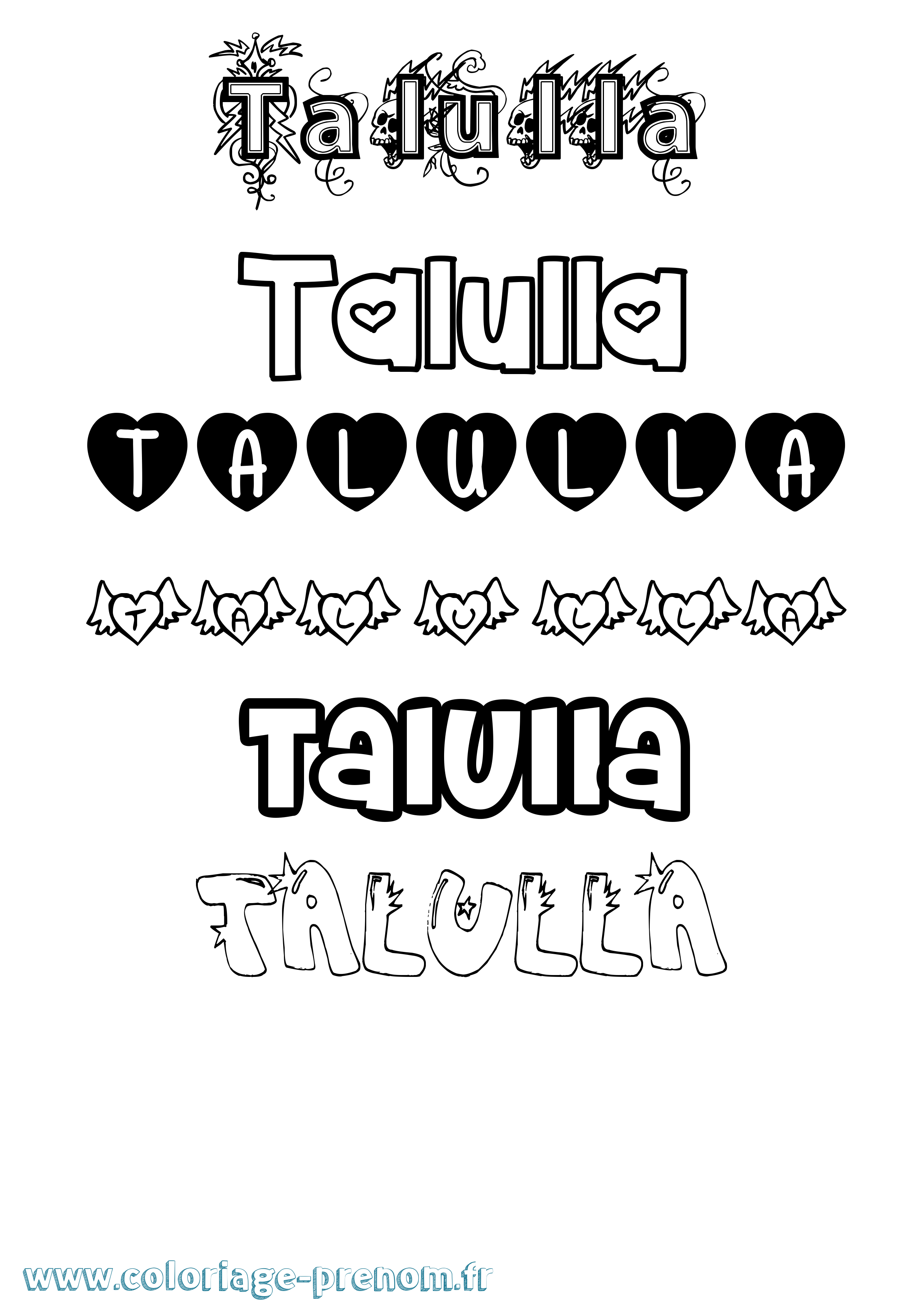 Coloriage Talulla Girly Coloriage prénom Talulla Girly