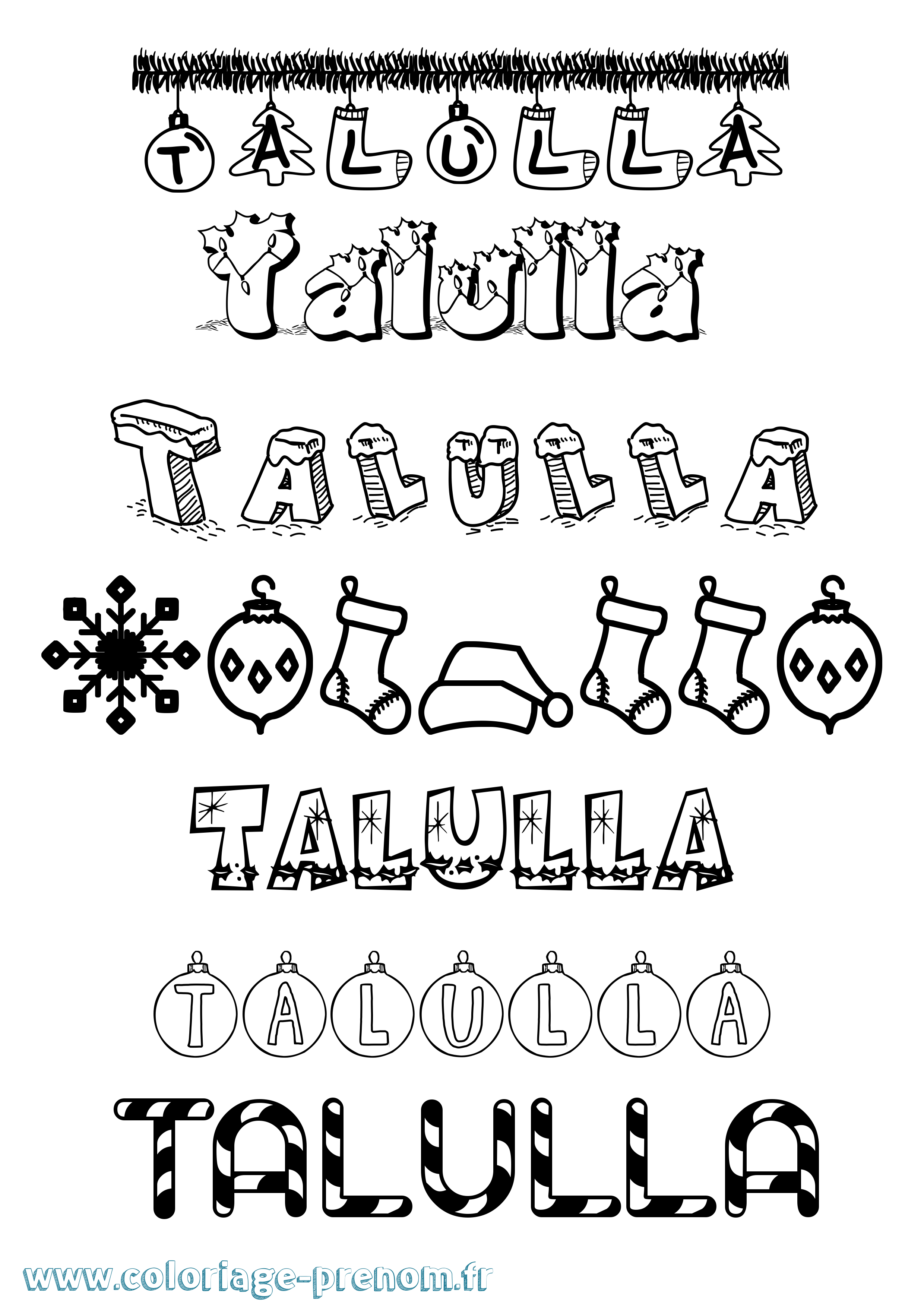 Coloriage Talulla Noël Coloriage prénom Talulla Noël