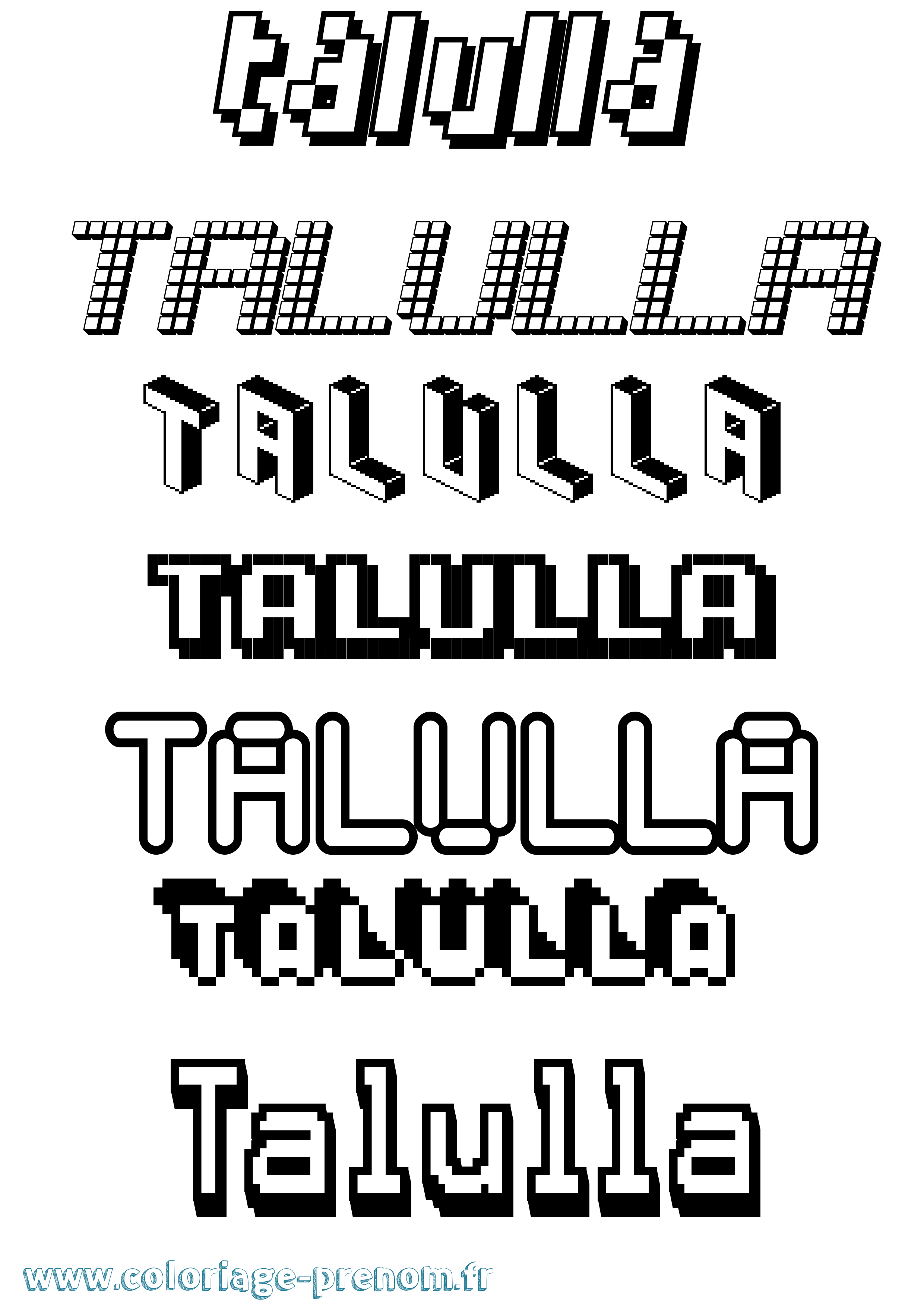 Coloriage Talulla Pixel Coloriage prénom Talulla Pixel