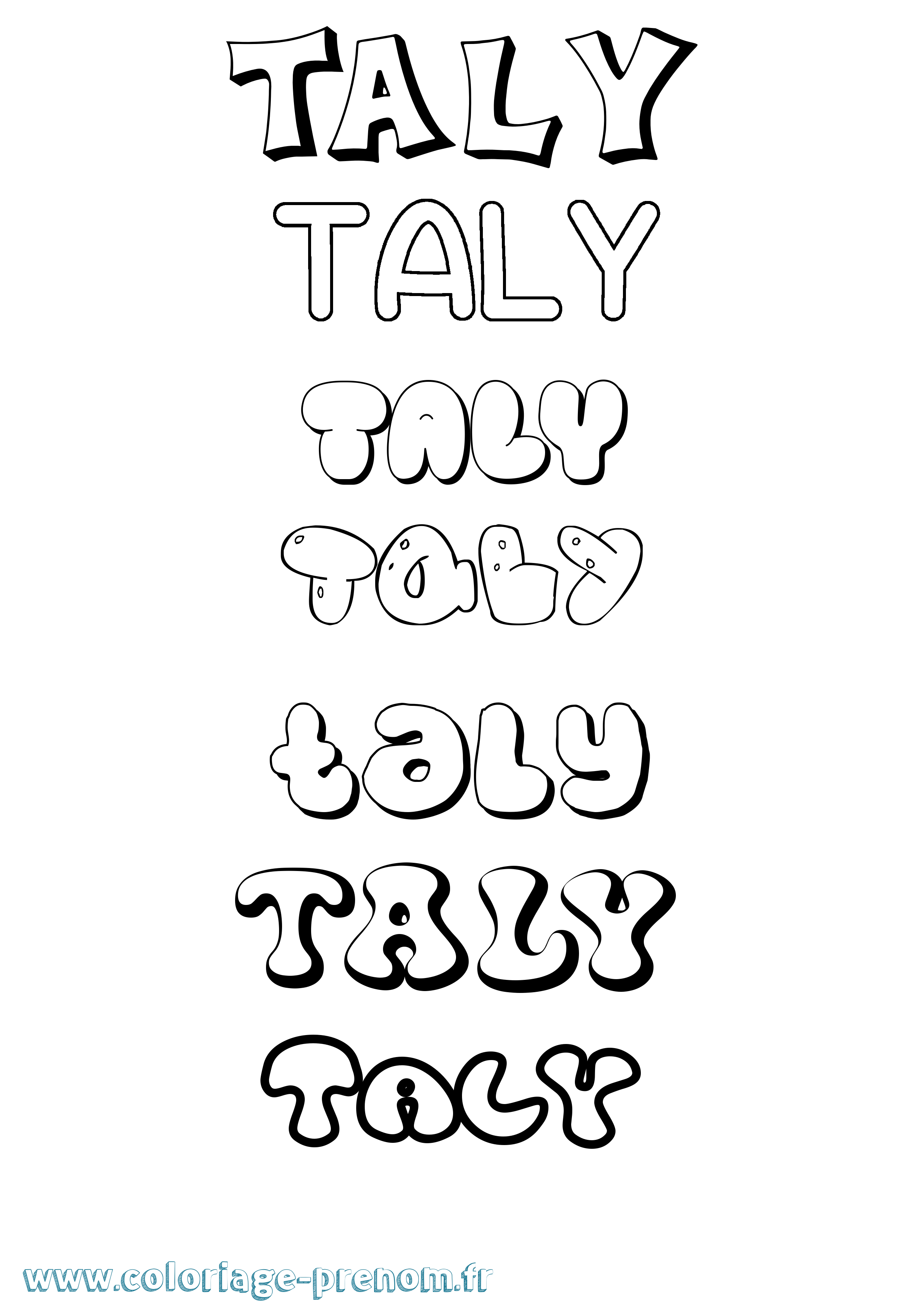 Coloriage Taly Bubble Coloriage prénom Taly Bubble
