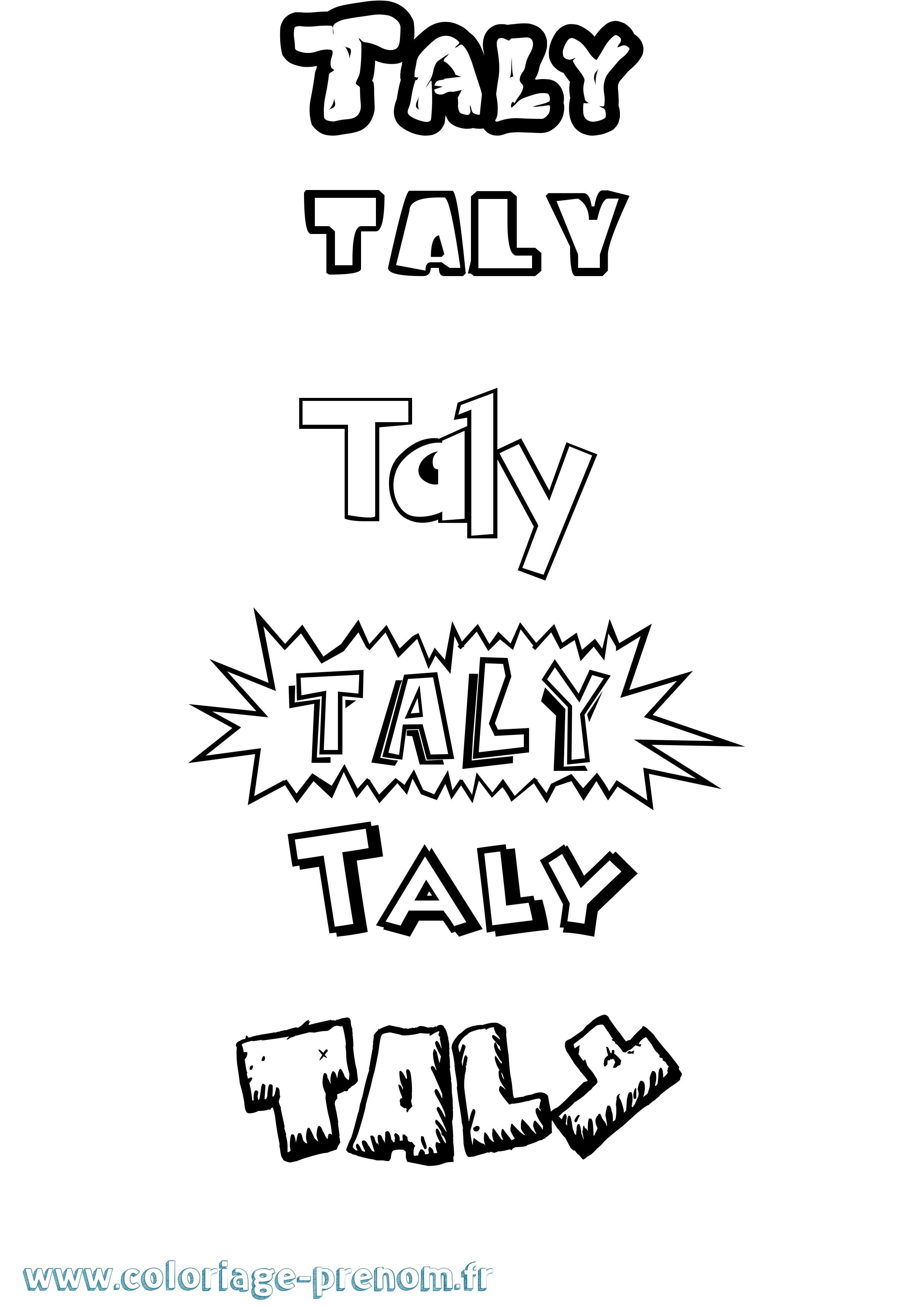 Coloriage Taly Dessin Animé Coloriage prénom Taly Dessin Animé