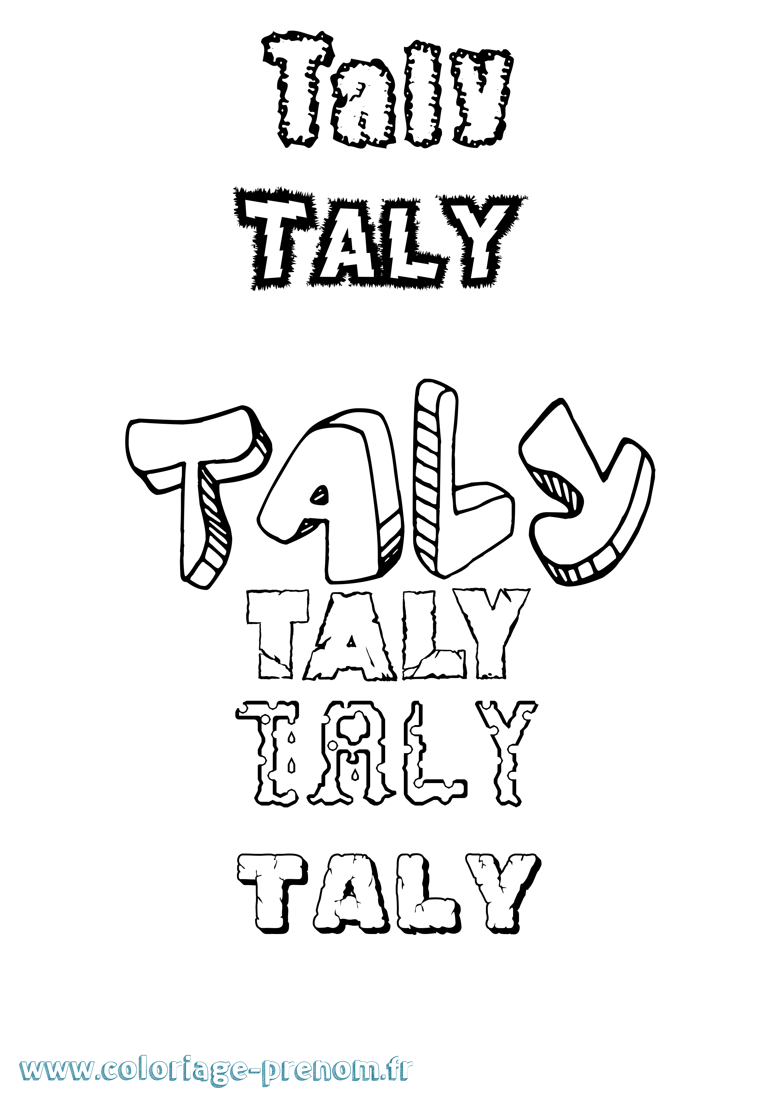 Coloriage Taly Destructuré Coloriage prénom Taly Destructuré