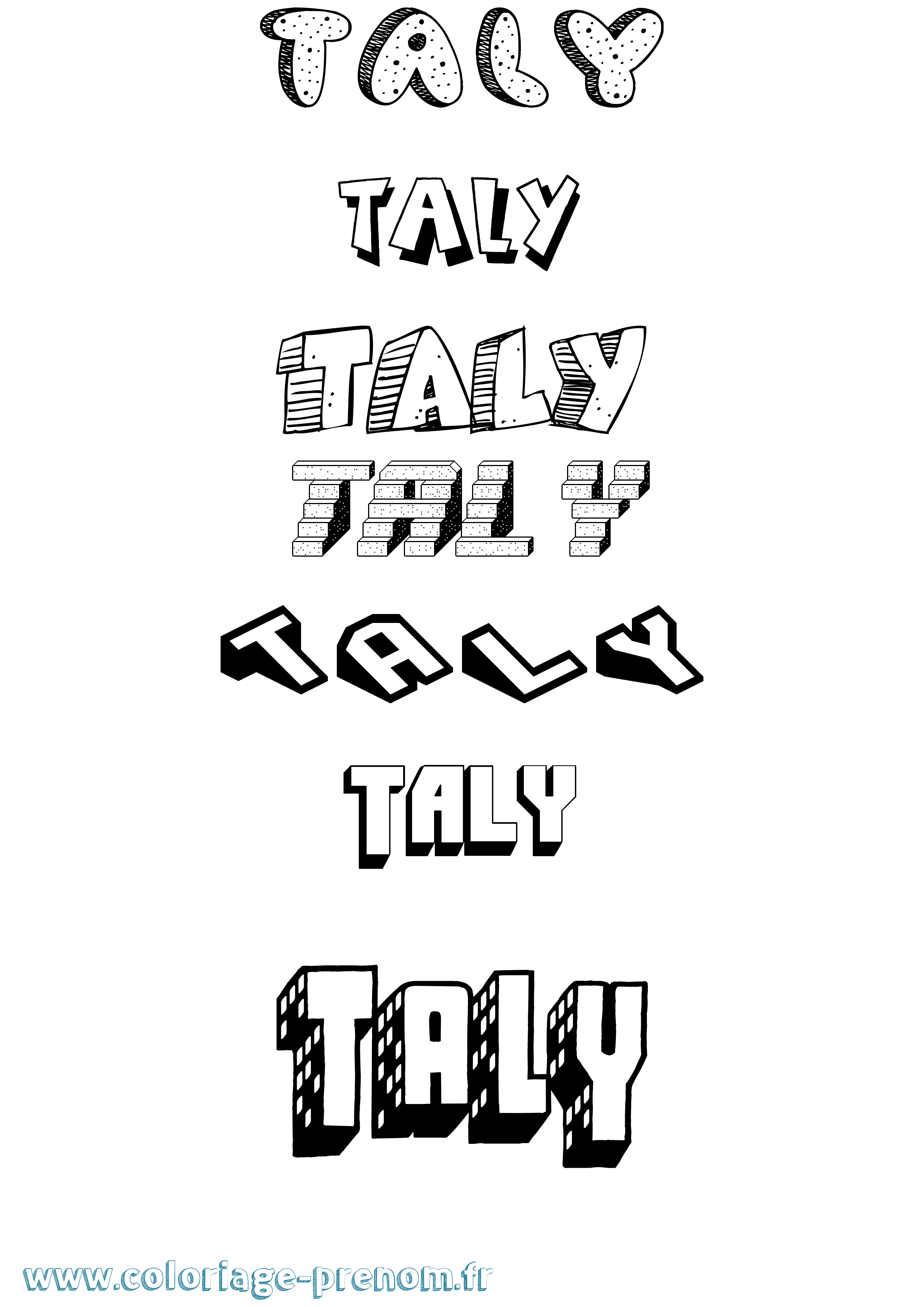 Coloriage Taly Effet 3D Coloriage prénom Taly Effet 3D