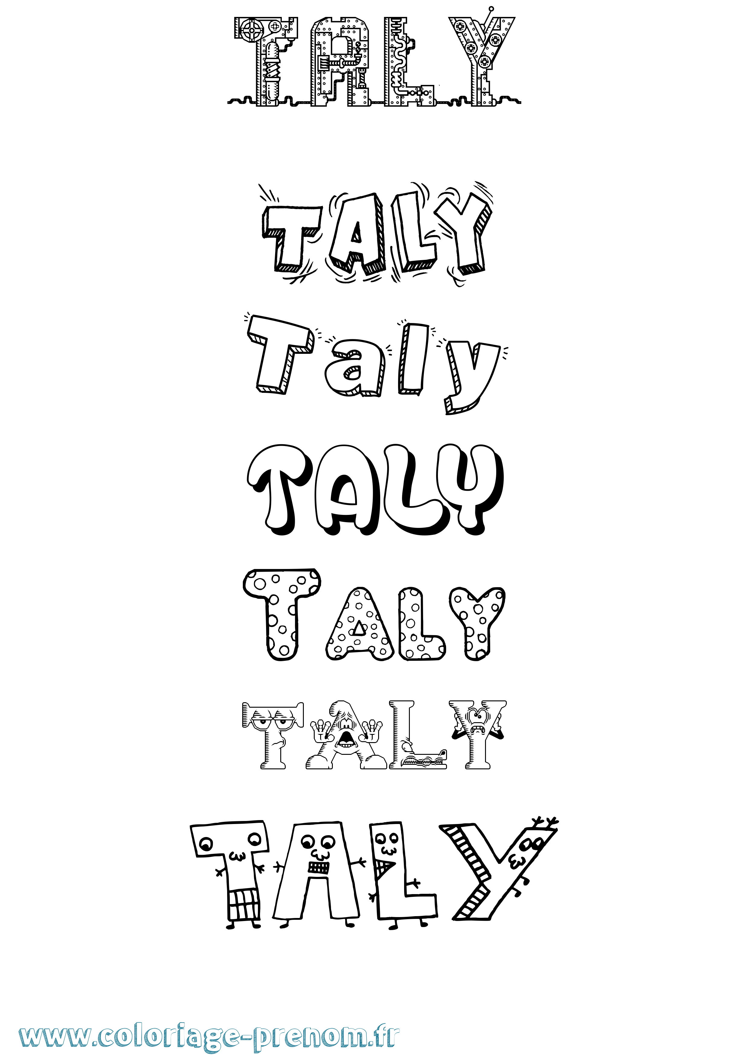 Coloriage prénom Taly Fun