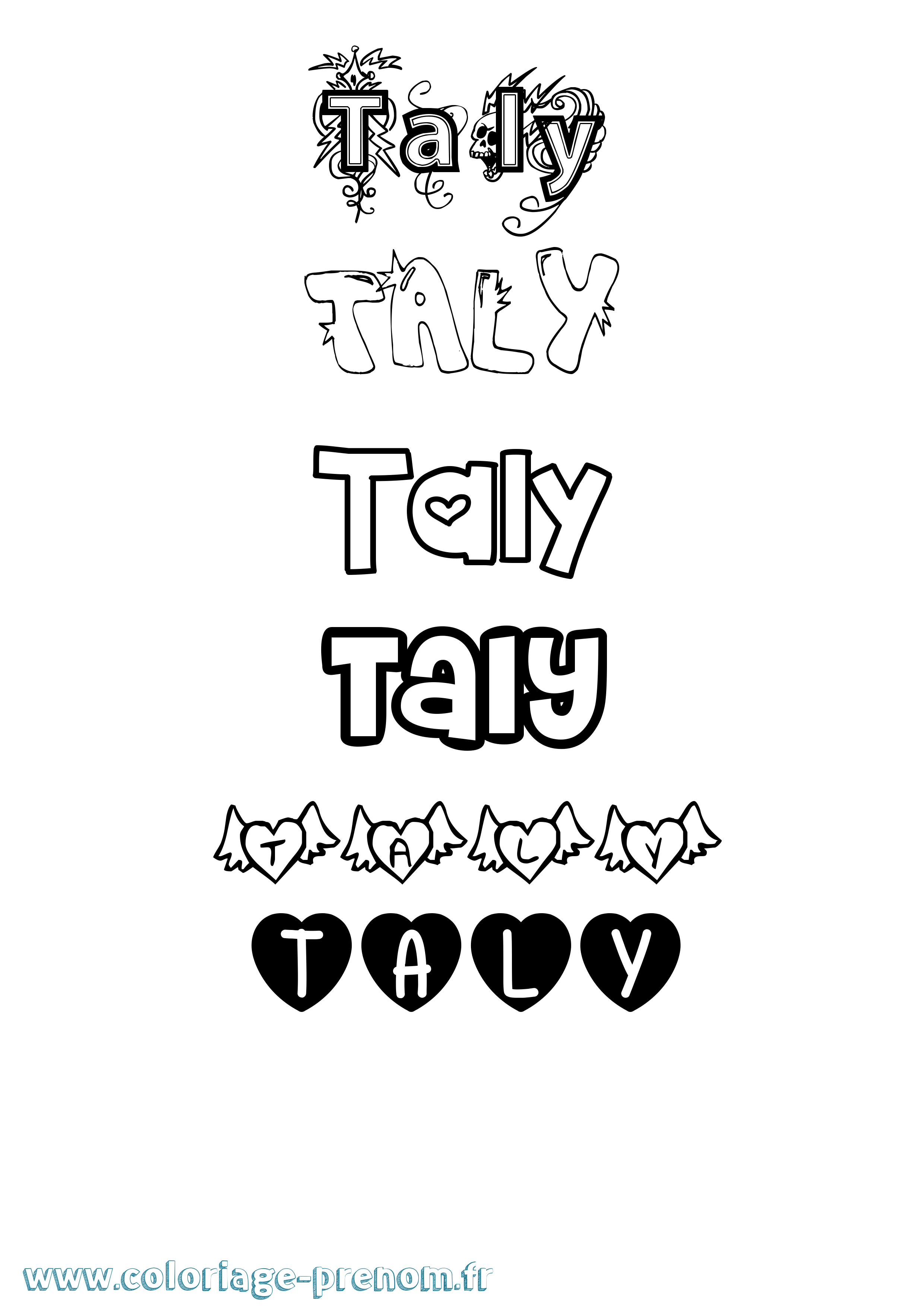 Coloriage prénom Taly Girly