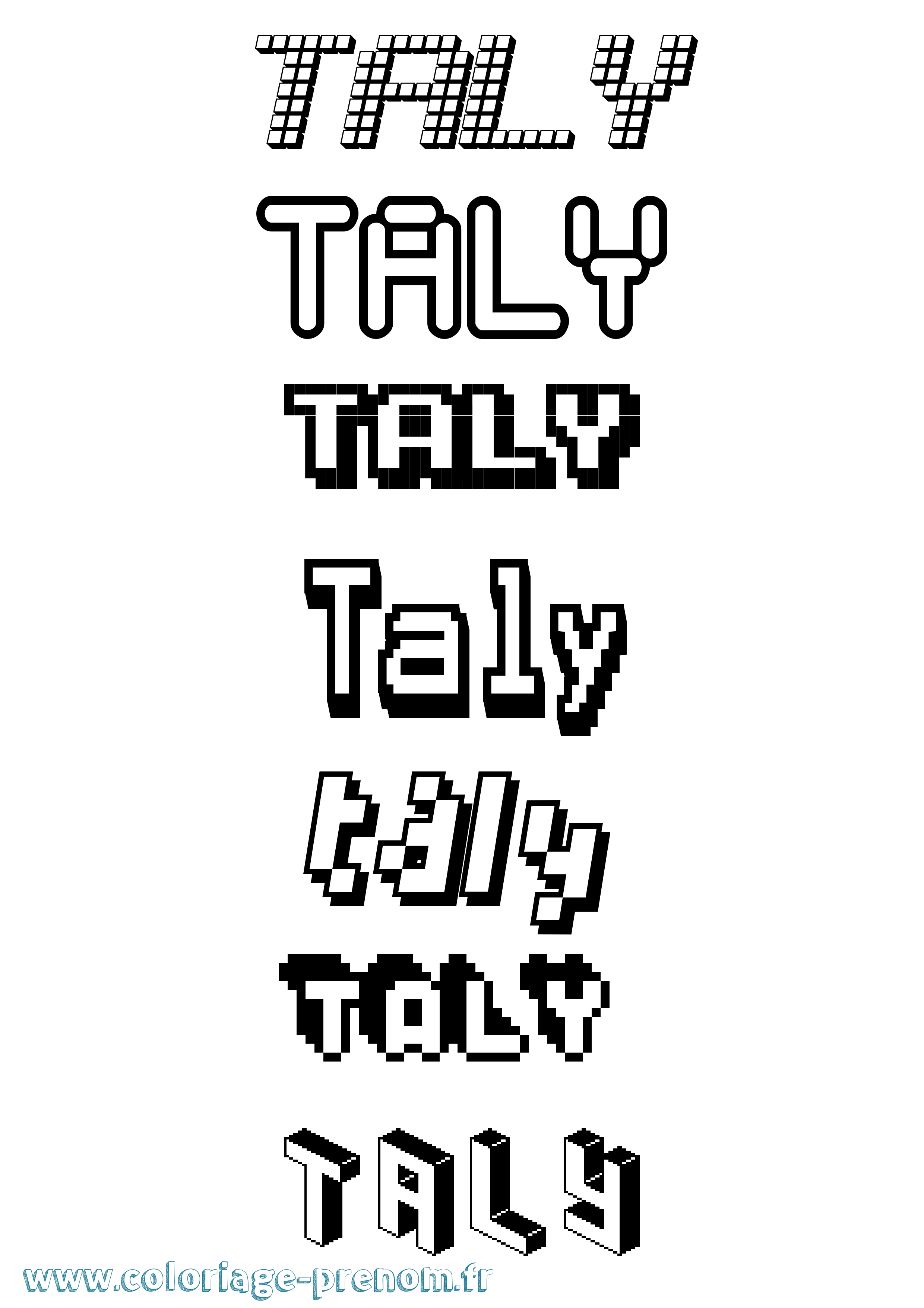 Coloriage Taly Pixel Coloriage prénom Taly Pixel