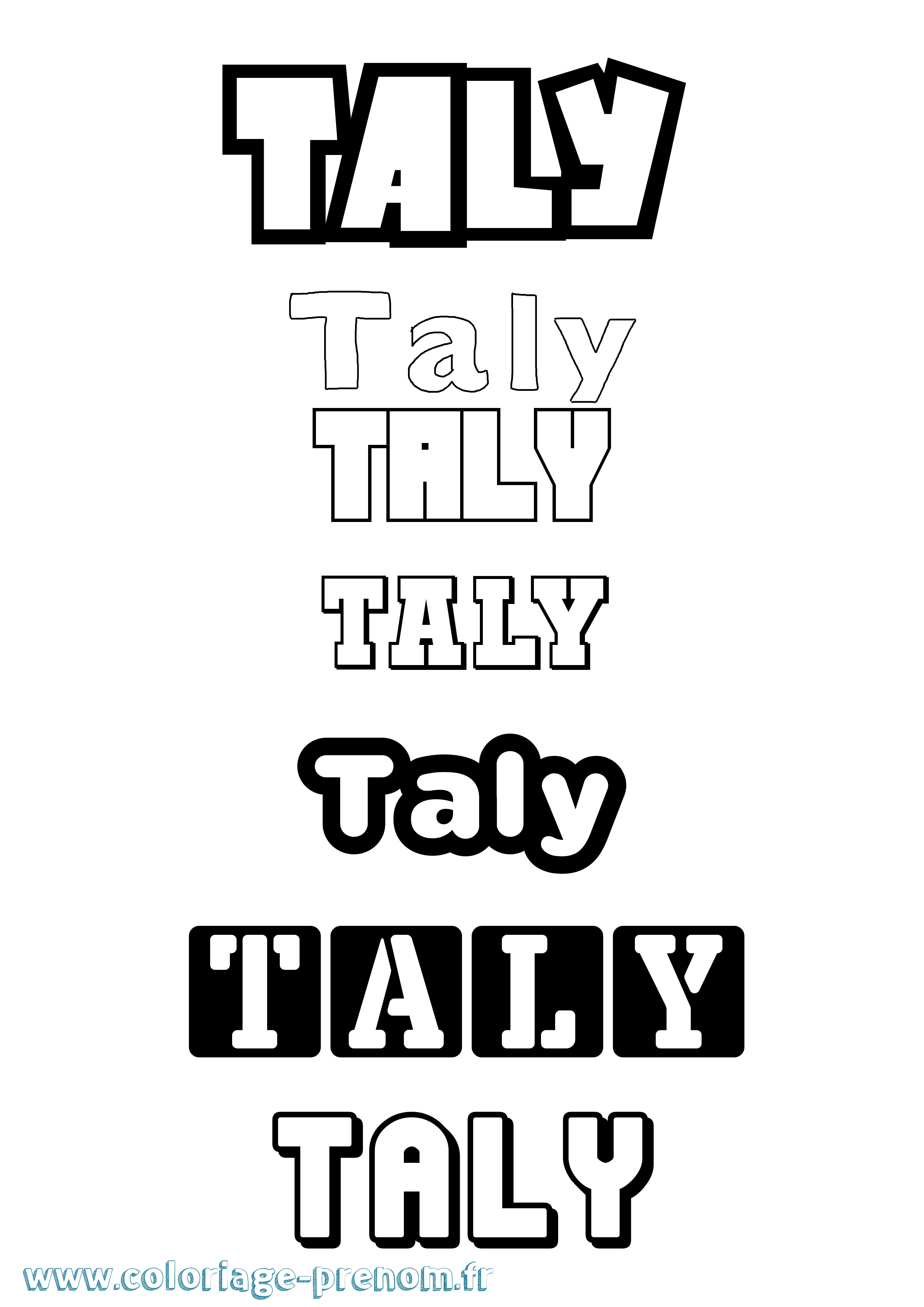 Coloriage Taly Simple Coloriage prénom Taly Simple