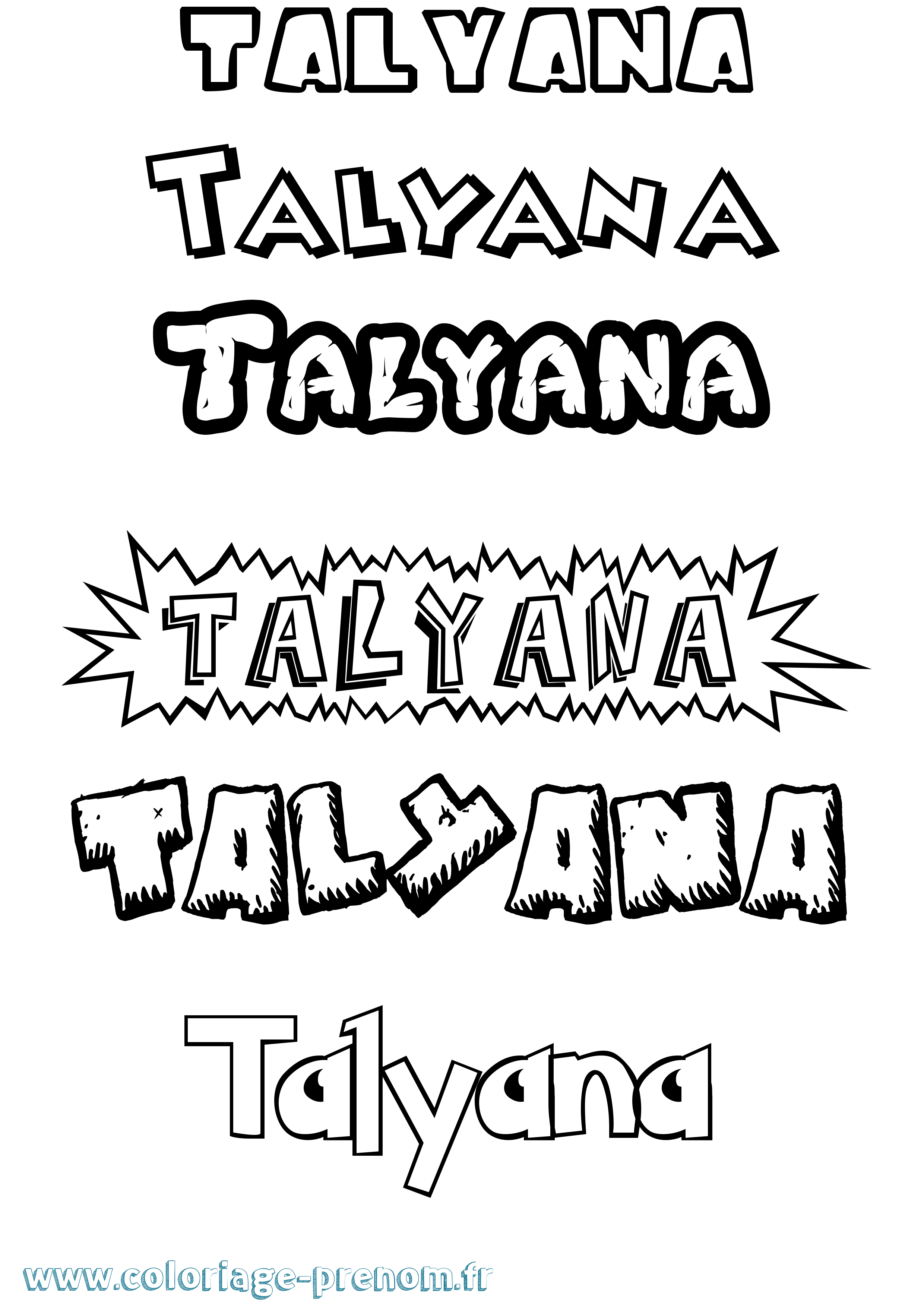 Coloriage Talyana Dessin Animé Coloriage prénom Talyana Dessin Animé