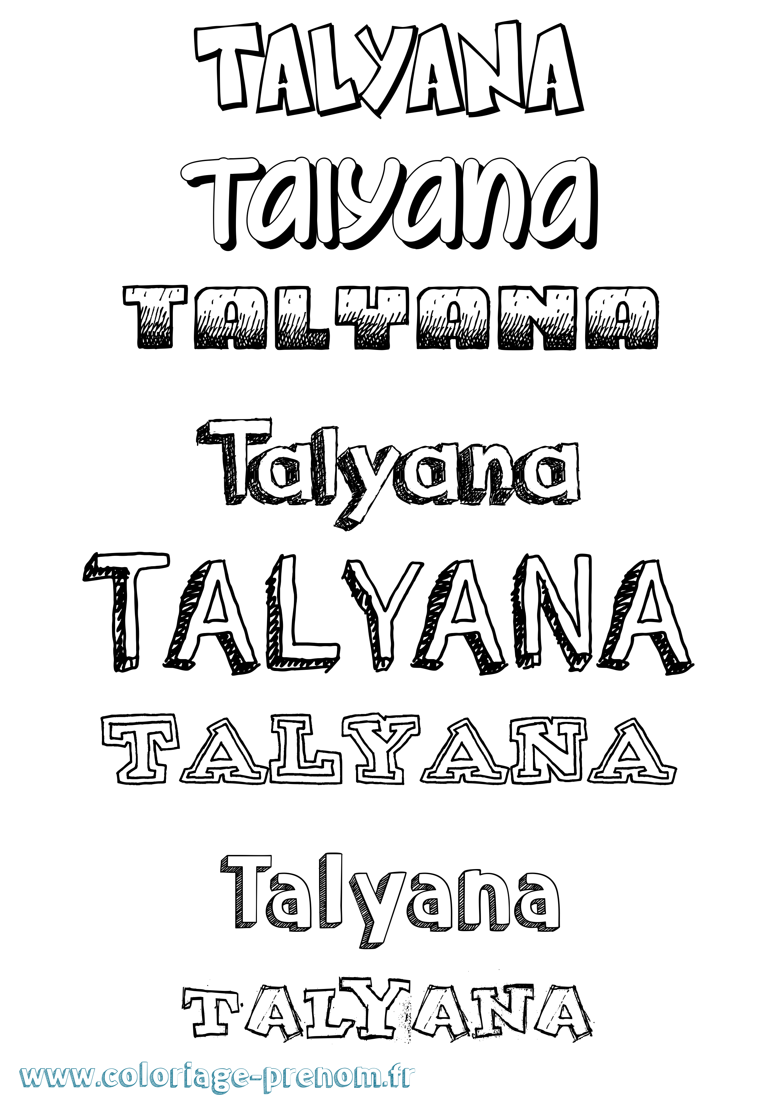 Coloriage Talyana Dessiné Coloriage prénom Talyana Dessiné
