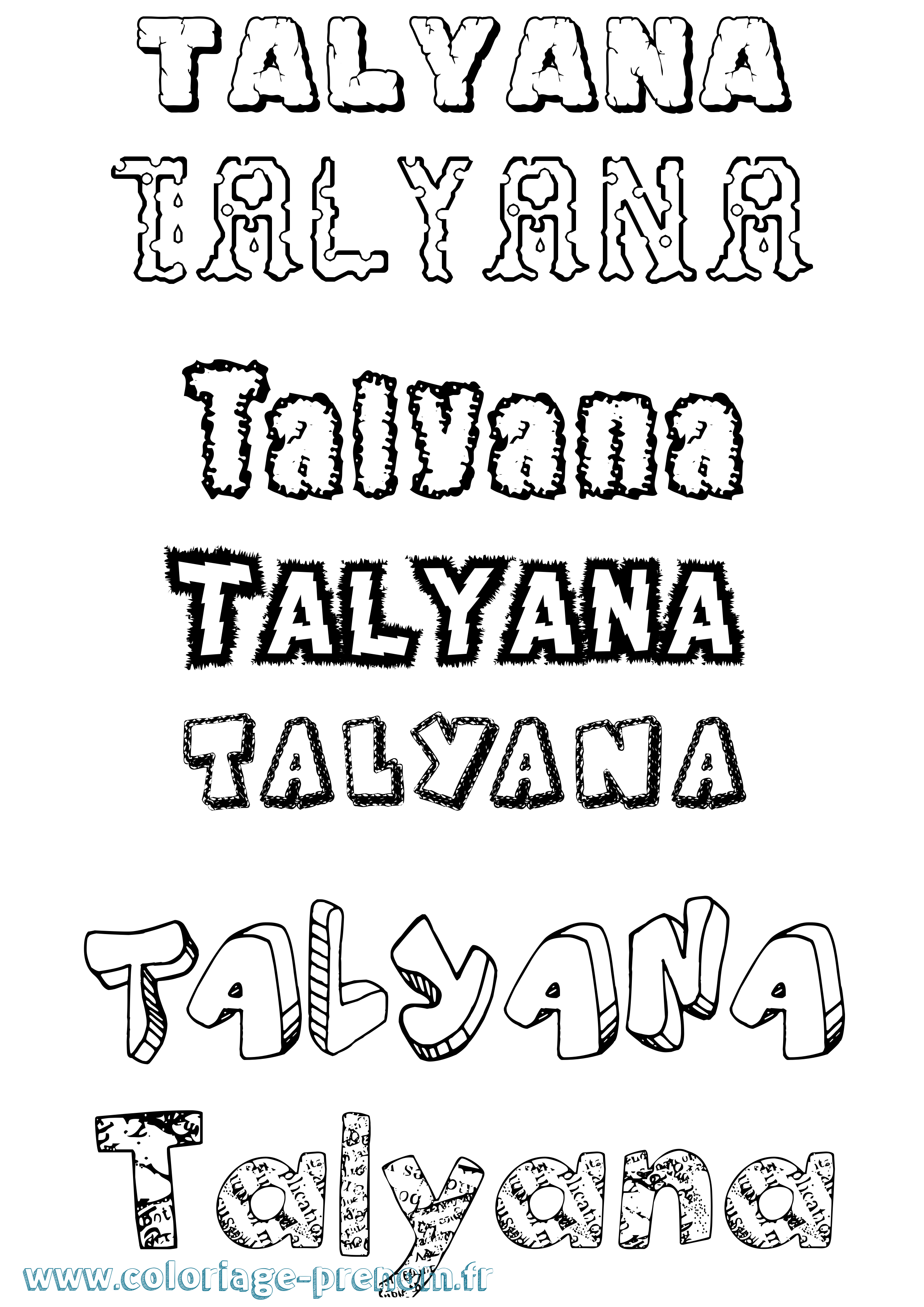 Coloriage Talyana Destructuré Coloriage prénom Talyana Destructuré