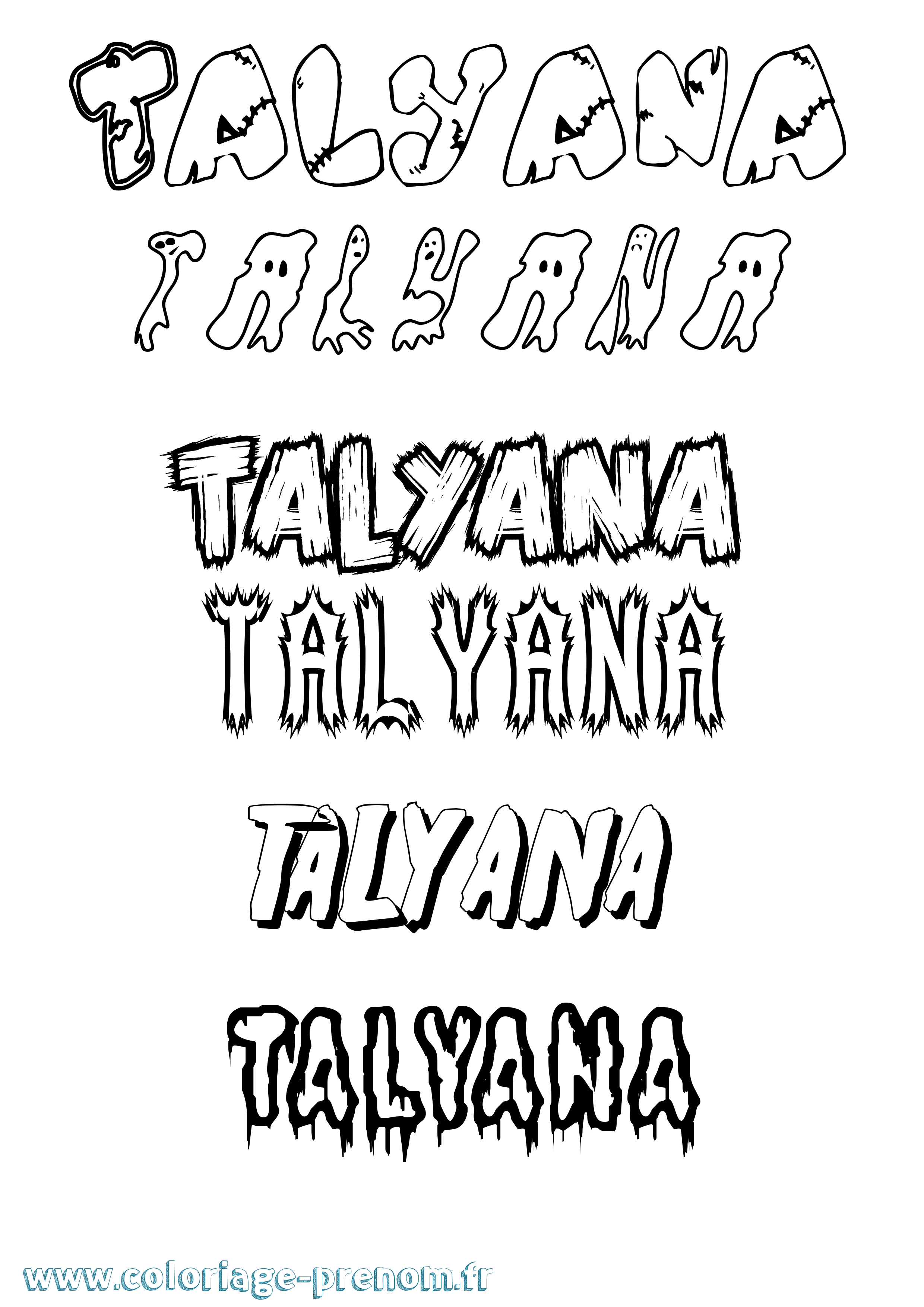 Coloriage Talyana Frisson Coloriage prénom Talyana Frisson