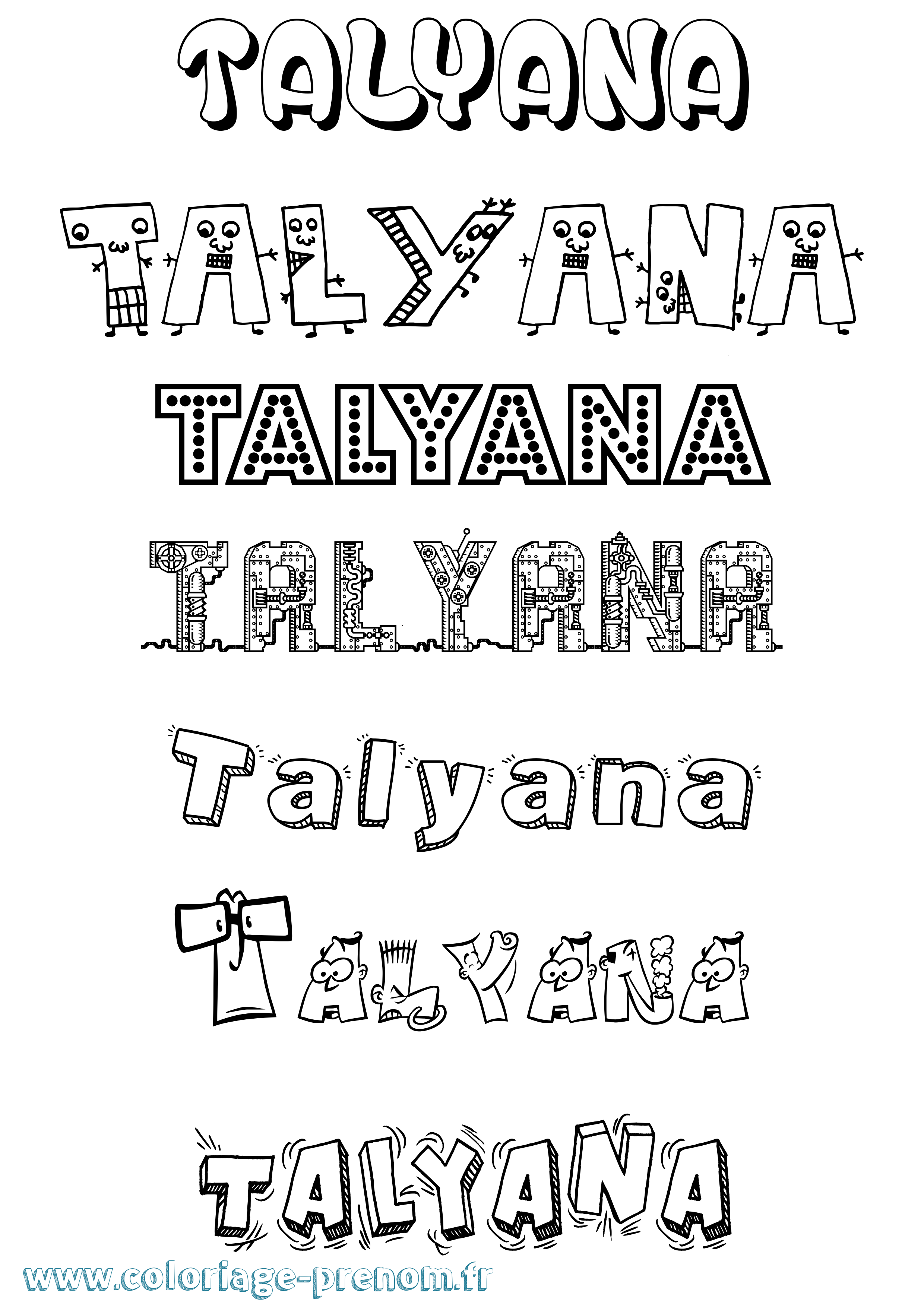 Coloriage Talyana Fun Coloriage prénom Talyana Fun