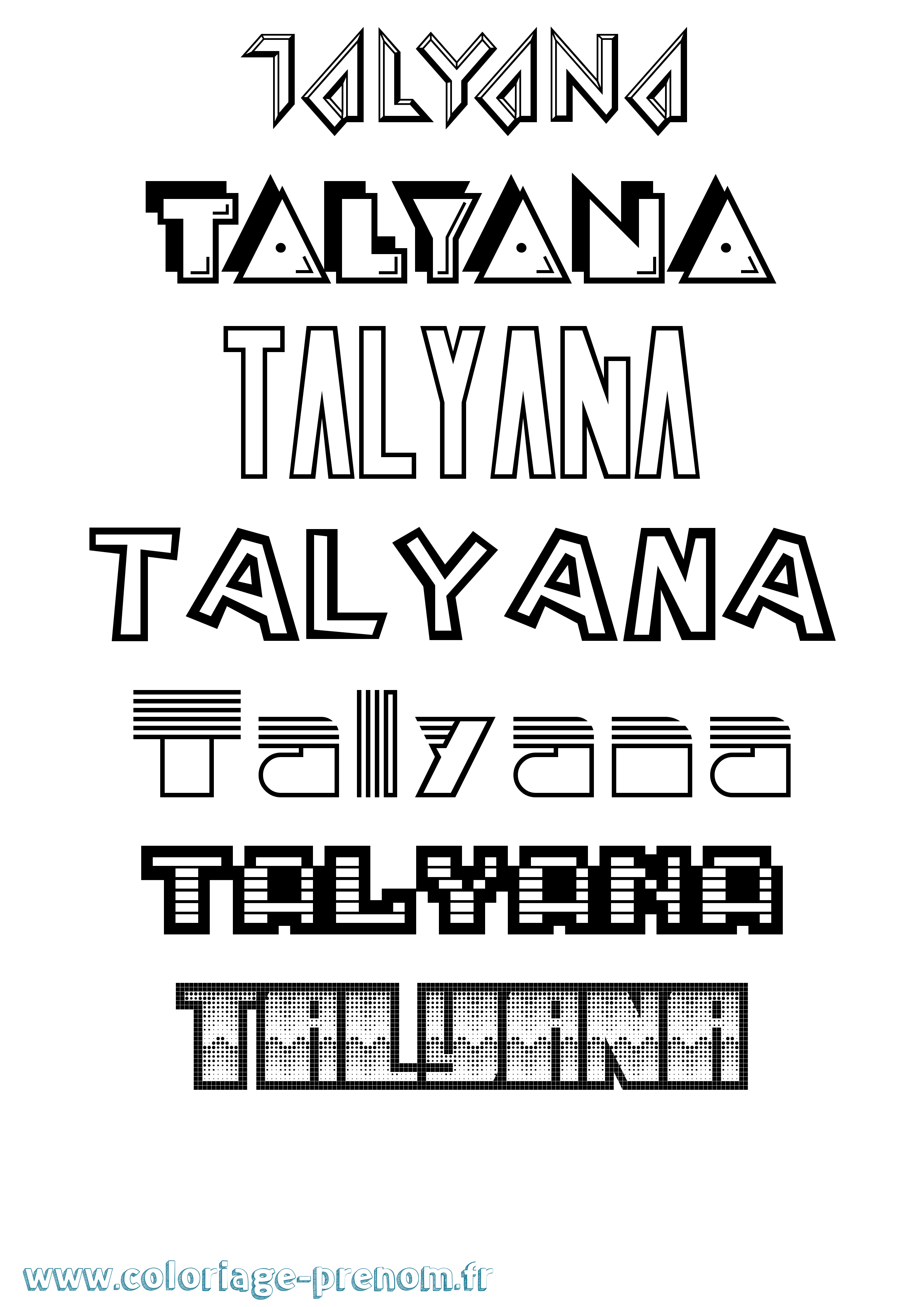 Coloriage Talyana Jeux Vidéos Coloriage prénom Talyana Jeux Vidéos