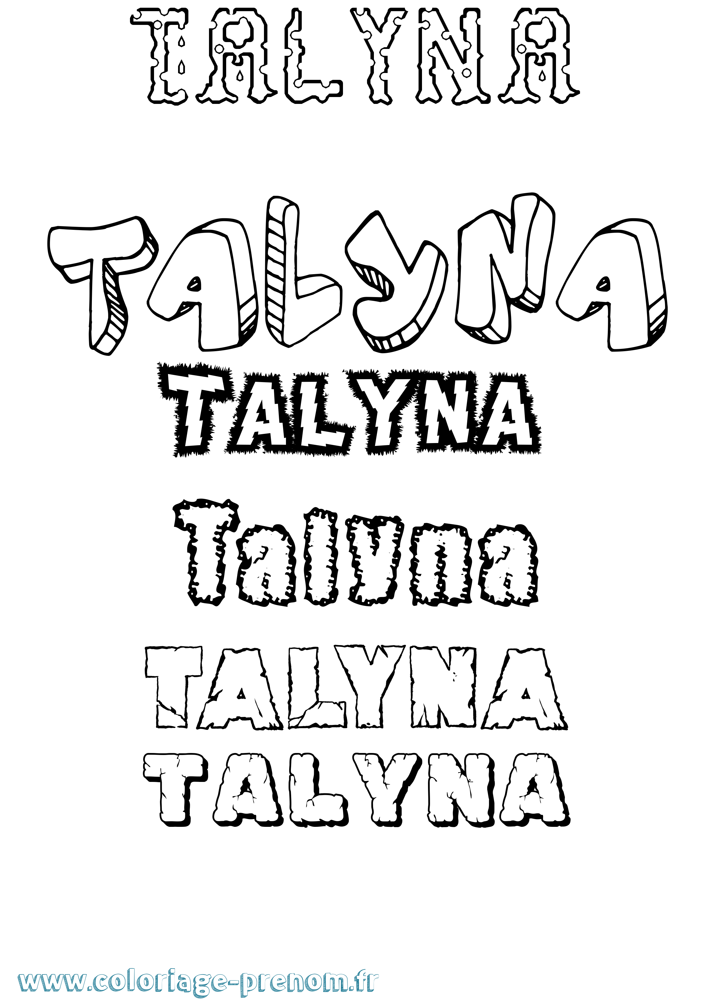 Coloriage prénom Talyna Destructuré