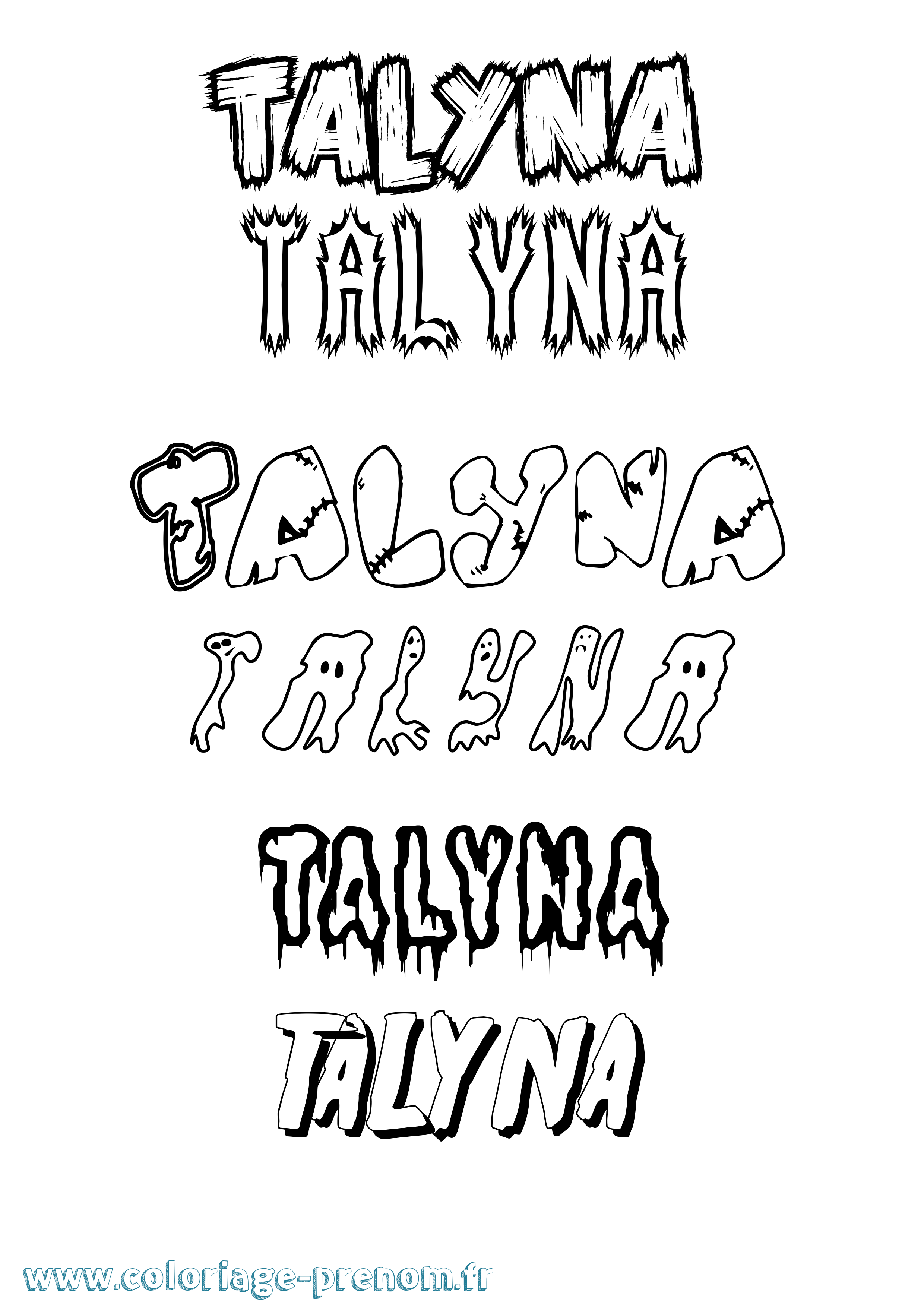 Coloriage prénom Talyna Frisson