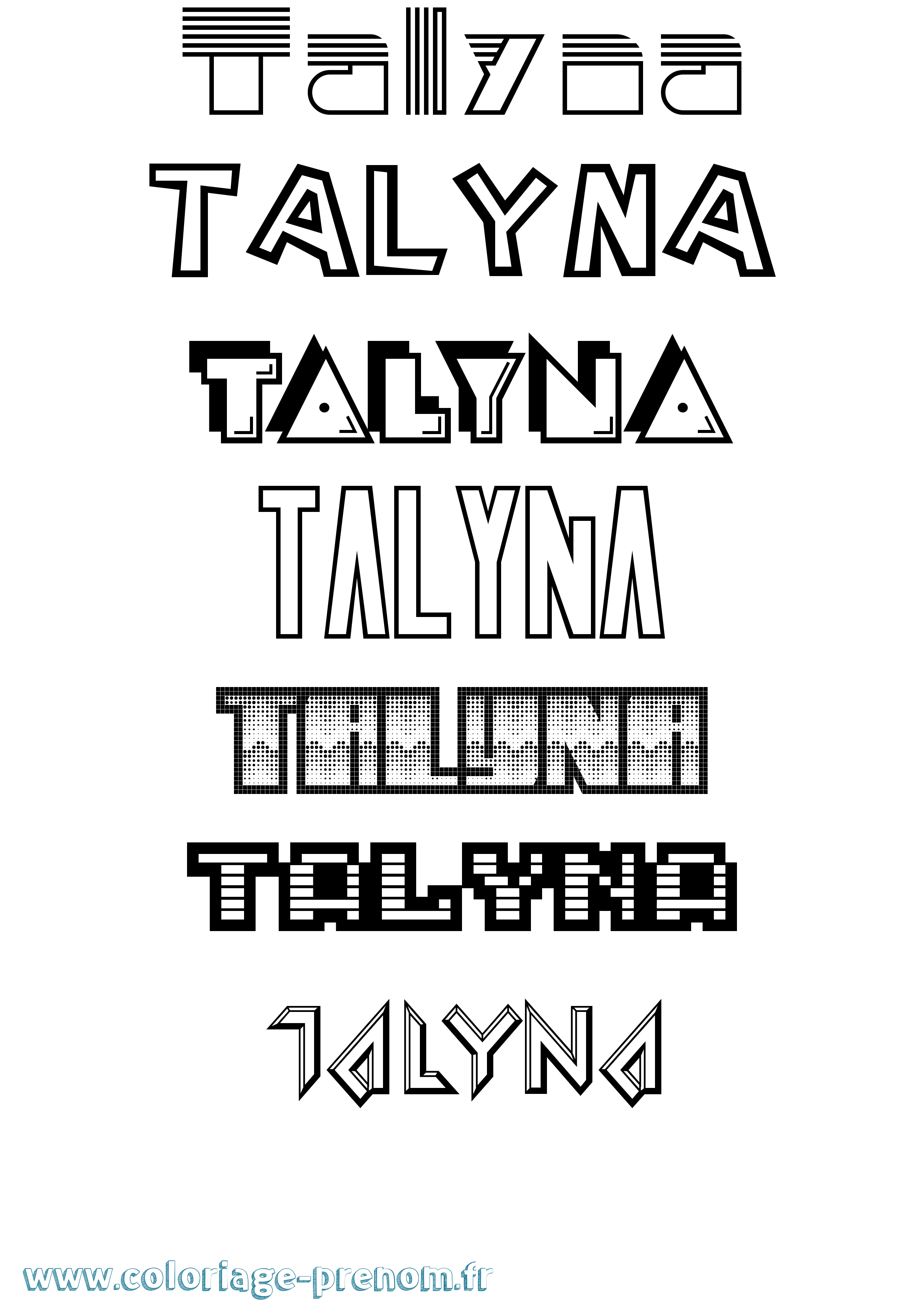 Coloriage prénom Talyna Jeux Vidéos
