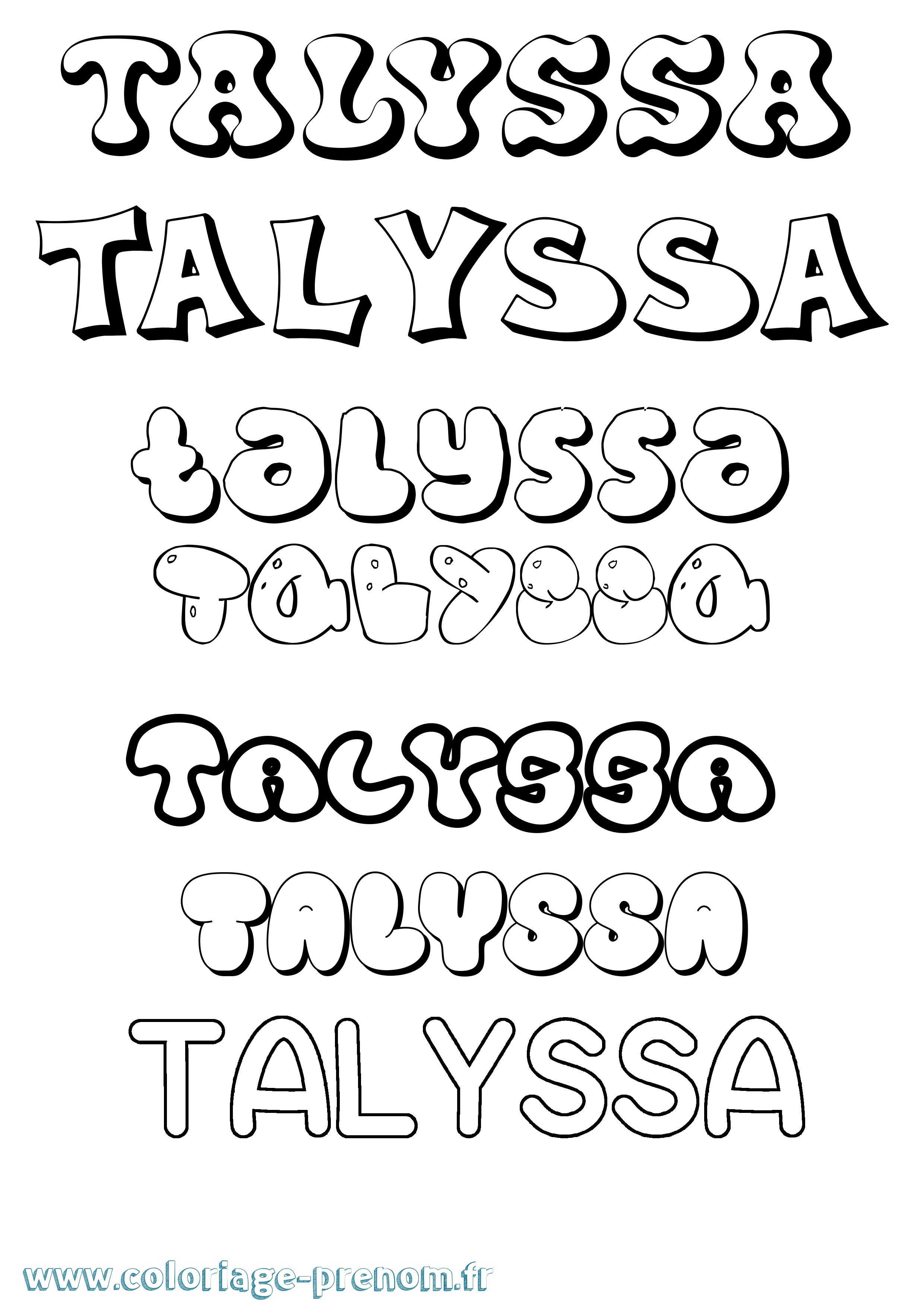 Coloriage Talyssa Bubble Coloriage prénom Talyssa Bubble