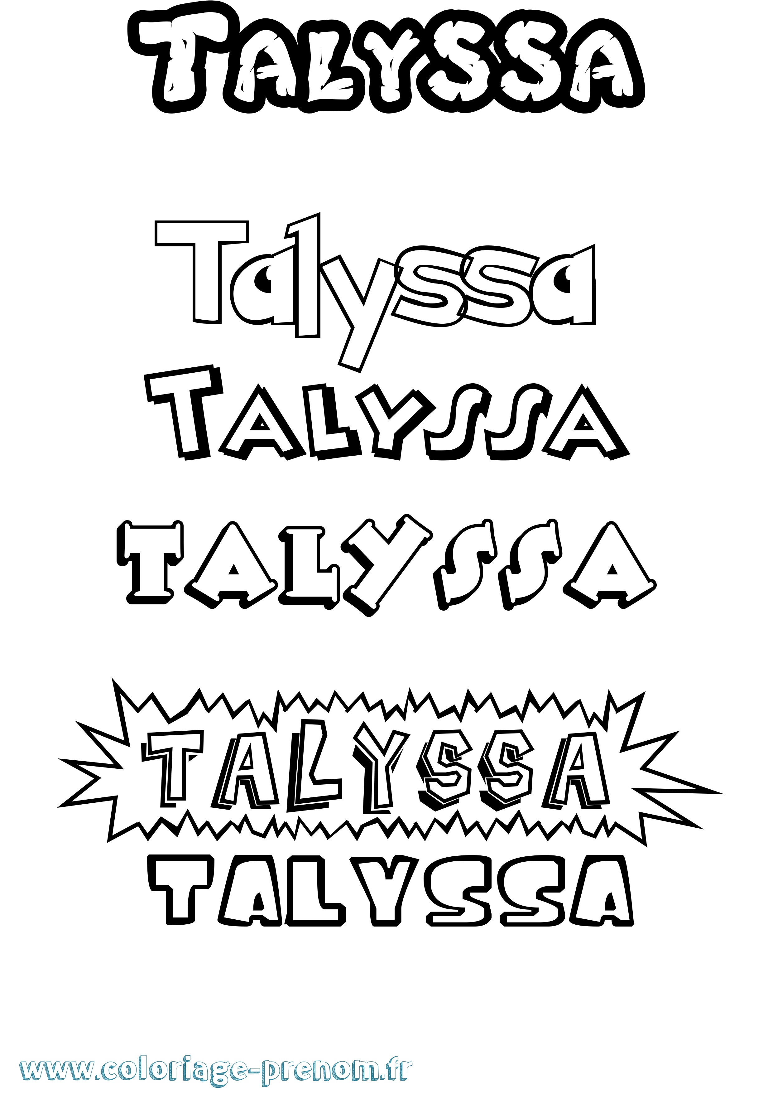 Coloriage Talyssa Dessin Animé Coloriage prénom Talyssa Dessin Animé