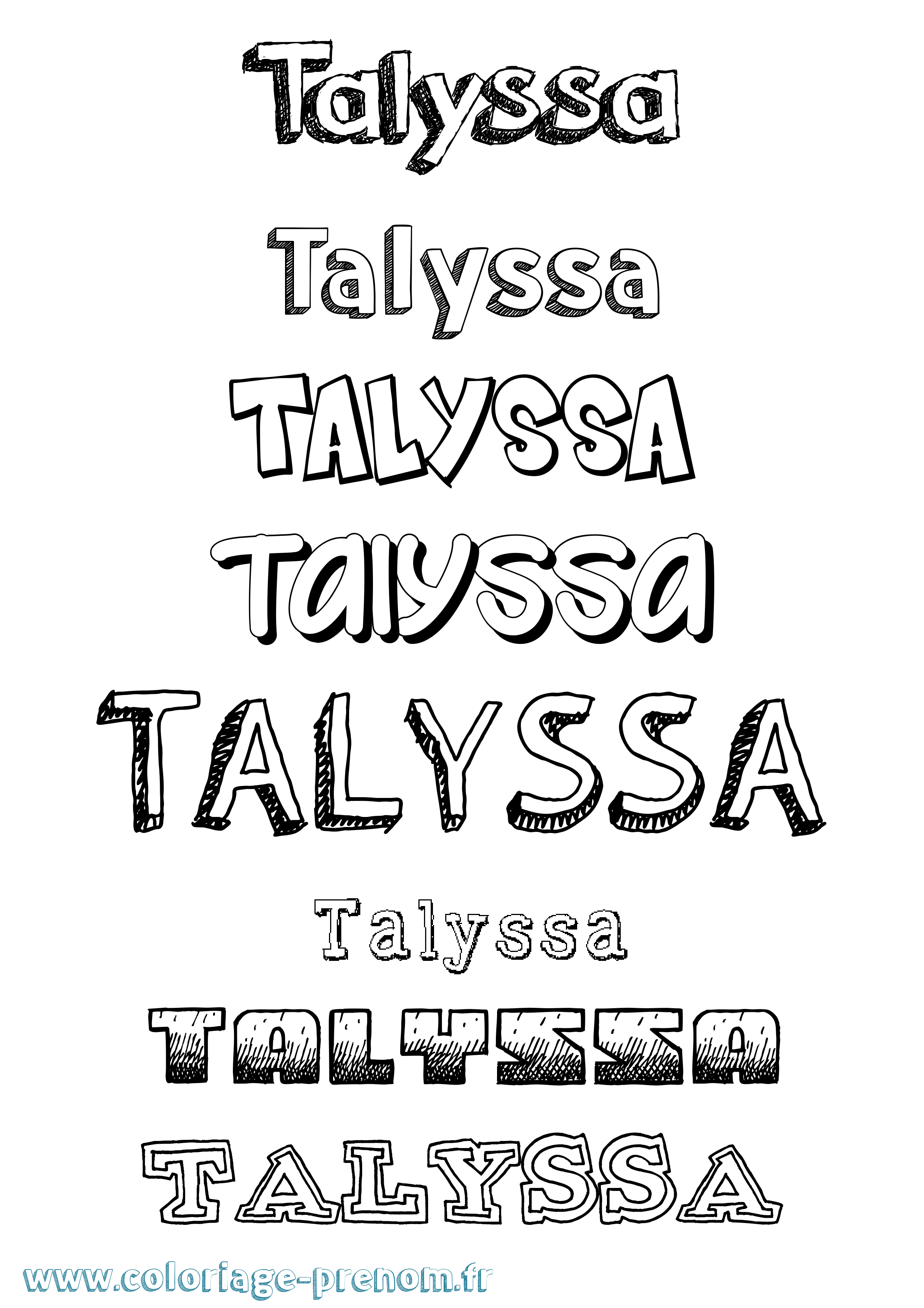 Coloriage Talyssa Dessiné Coloriage prénom Talyssa Dessiné