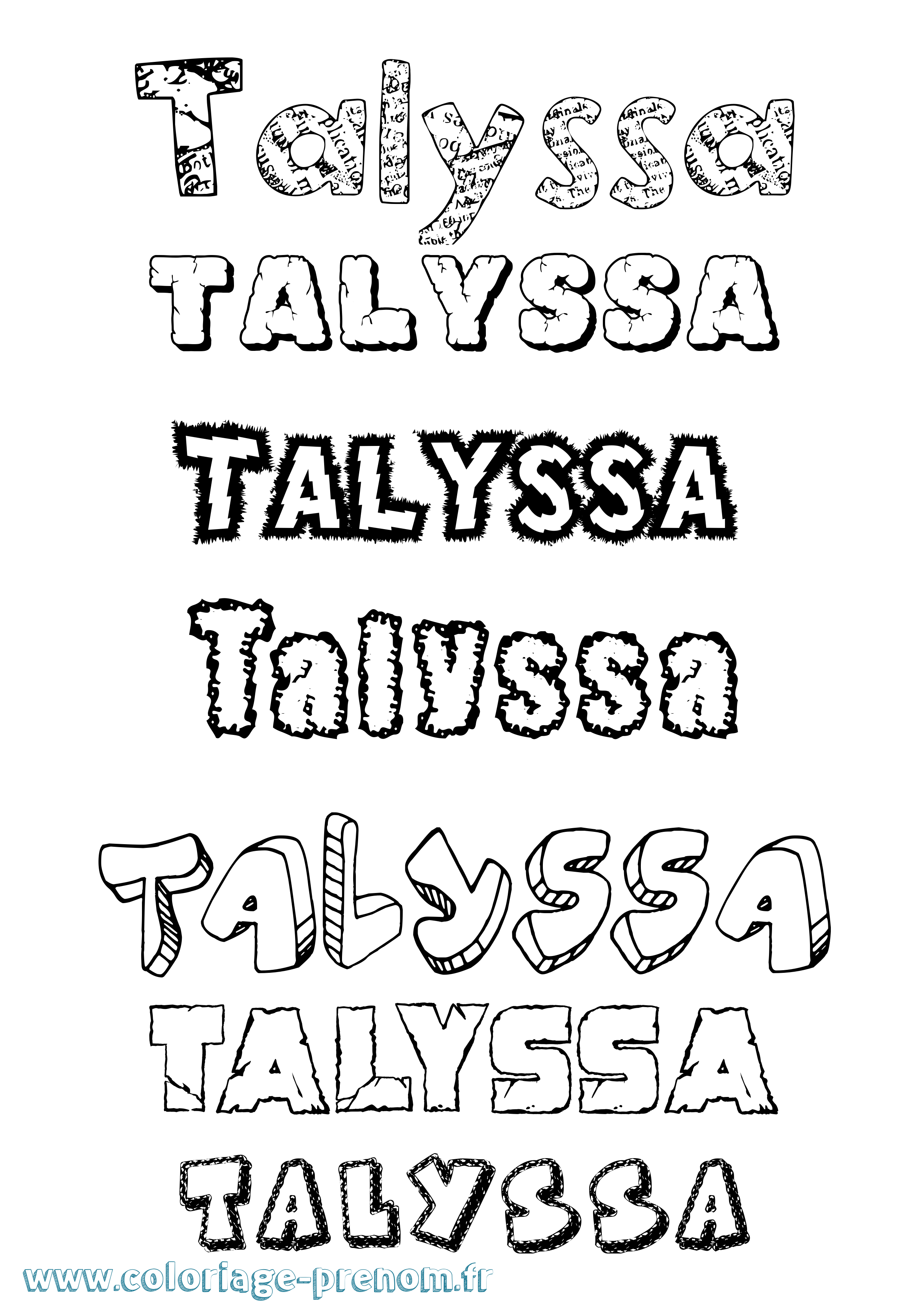 Coloriage prénom Talyssa Destructuré