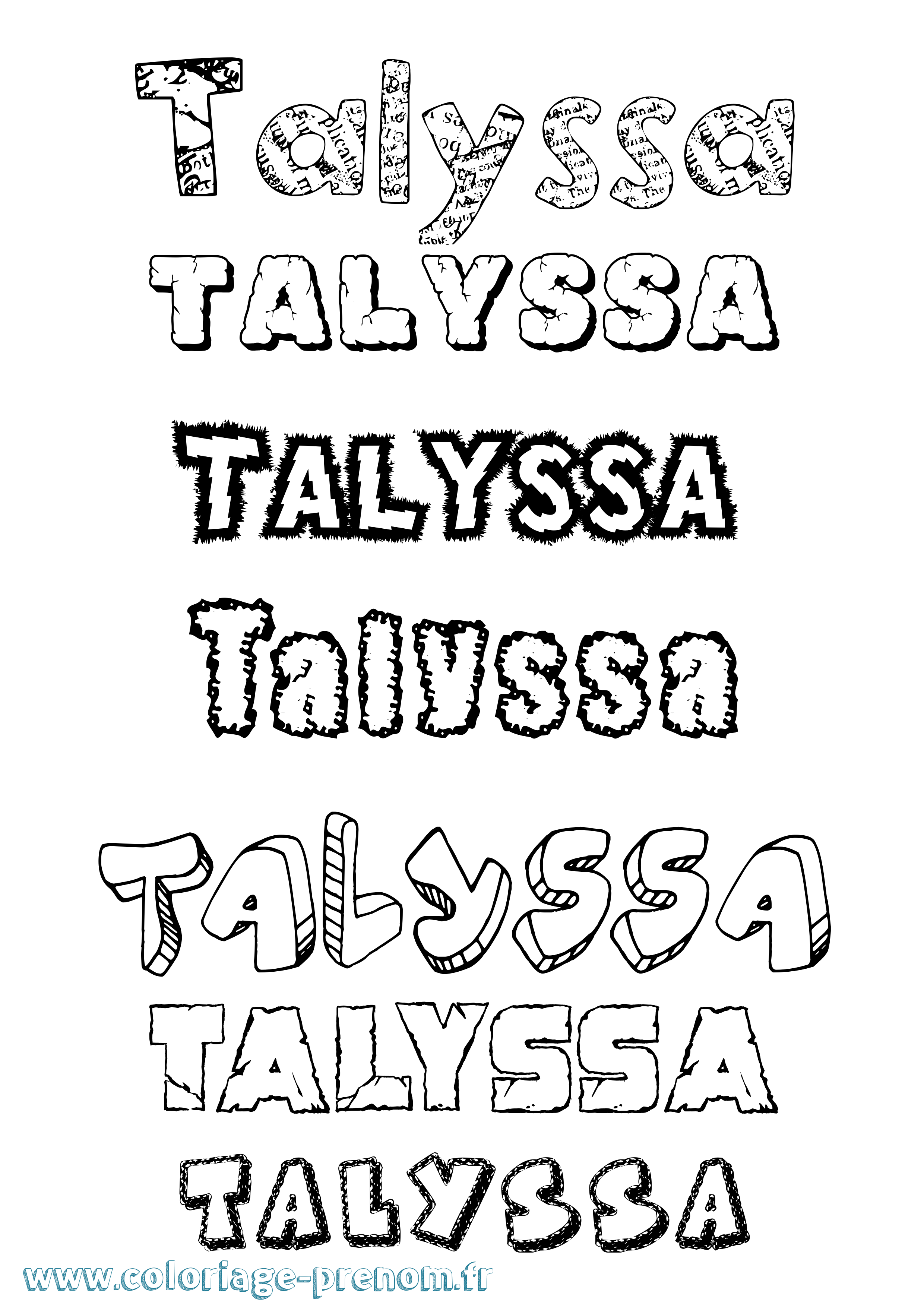 Coloriage Talyssa Destructuré Coloriage prénom Talyssa Destructuré