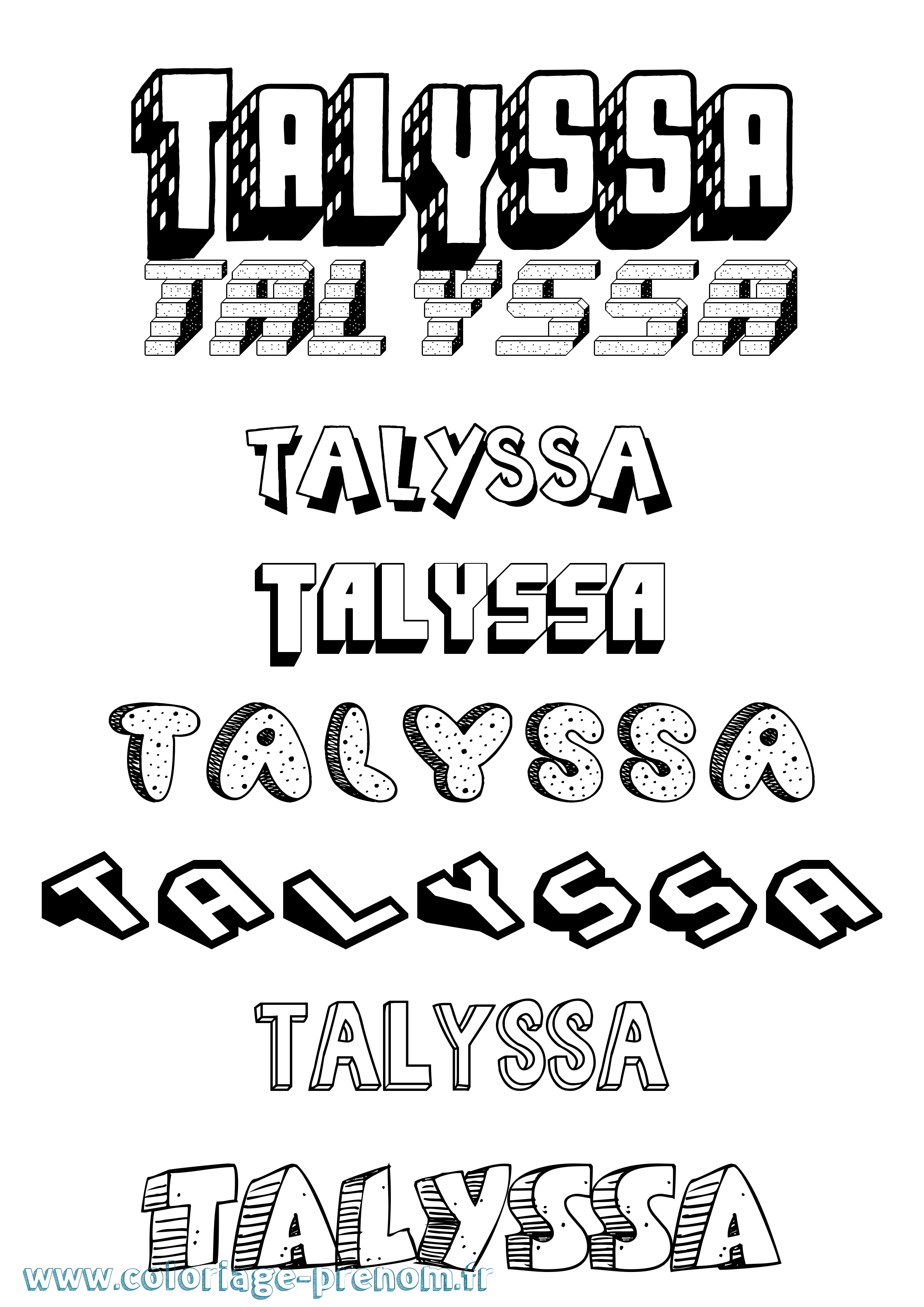 Coloriage prénom Talyssa Effet 3D