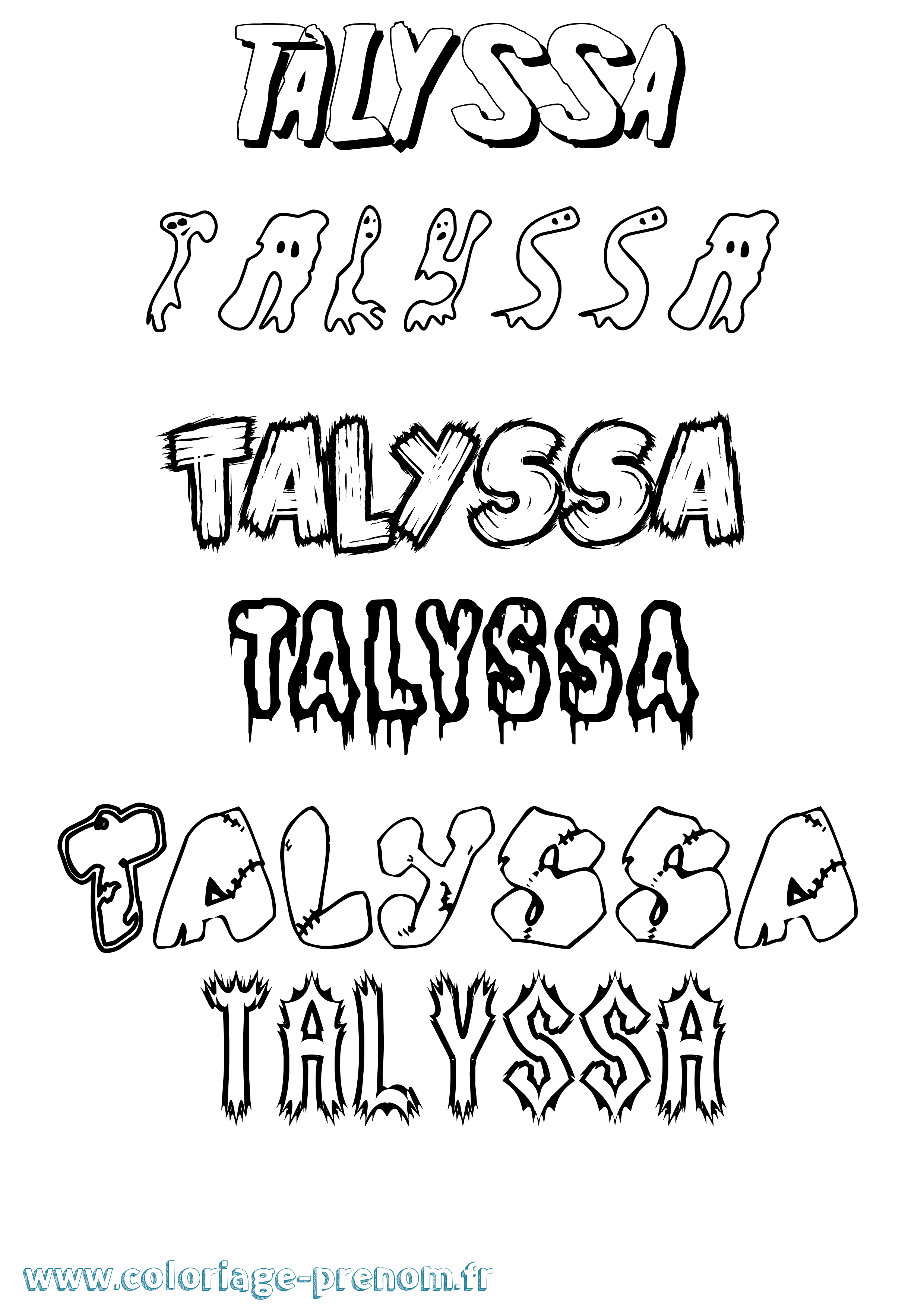 Coloriage prénom Talyssa Frisson