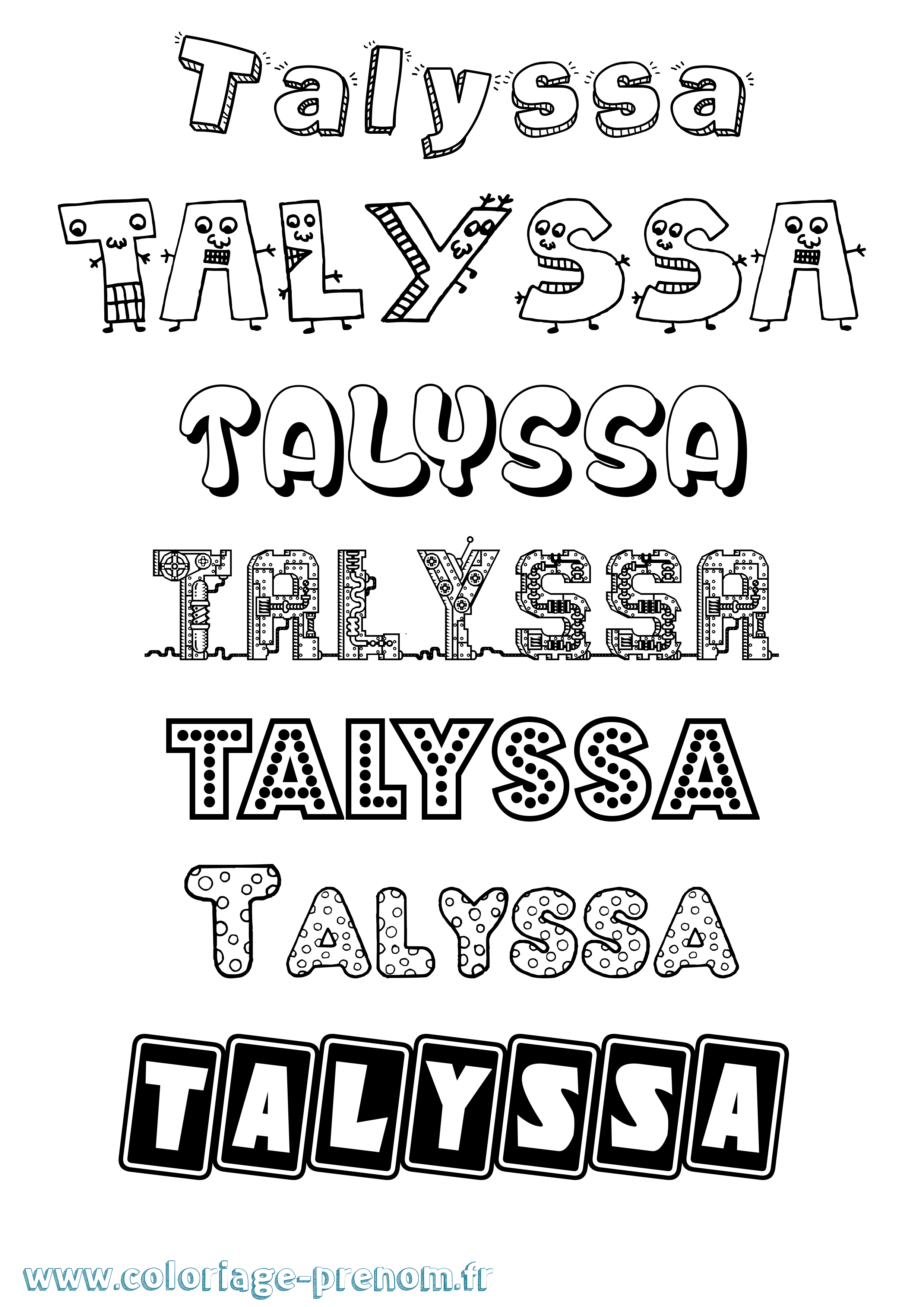 Coloriage prénom Talyssa Fun
